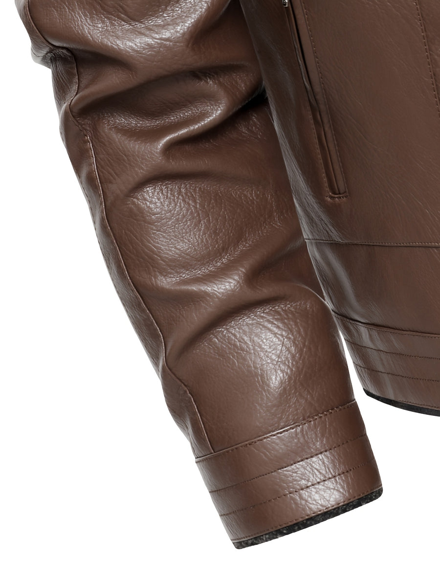 Veste en cuir PU, polaire, à revers, photo 15