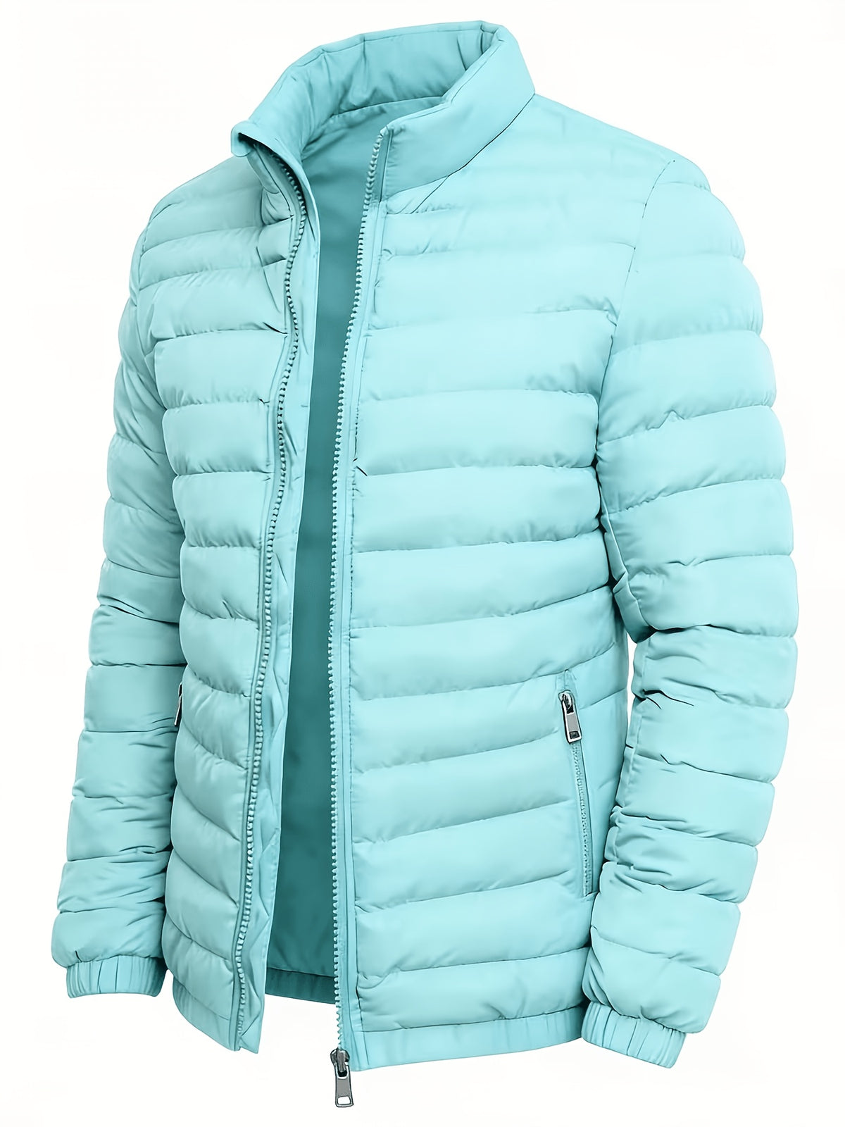 Manteau matelassé pour homme, à col montant, bleu ciel