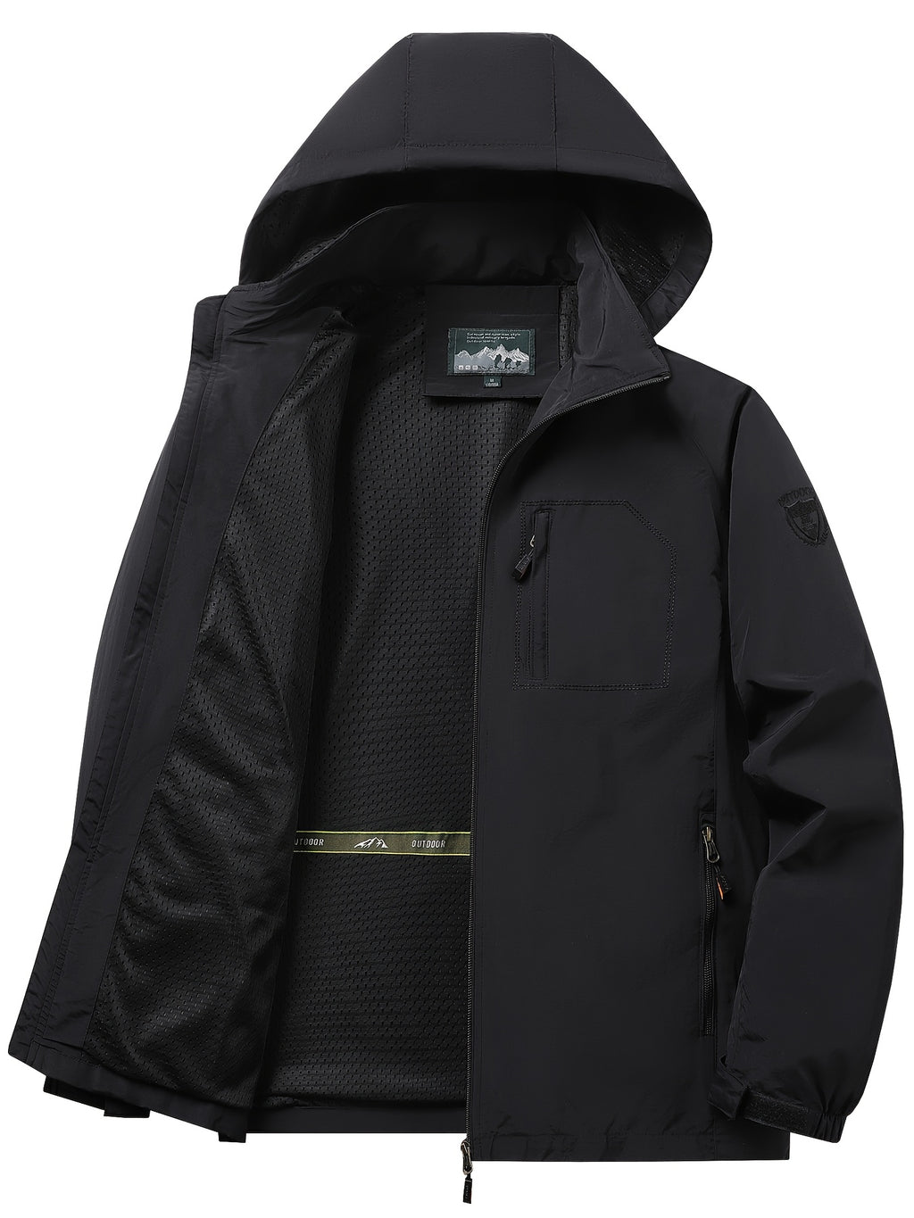 Veste longue, coupe-vent, à capuche, bleu marine, photo 8