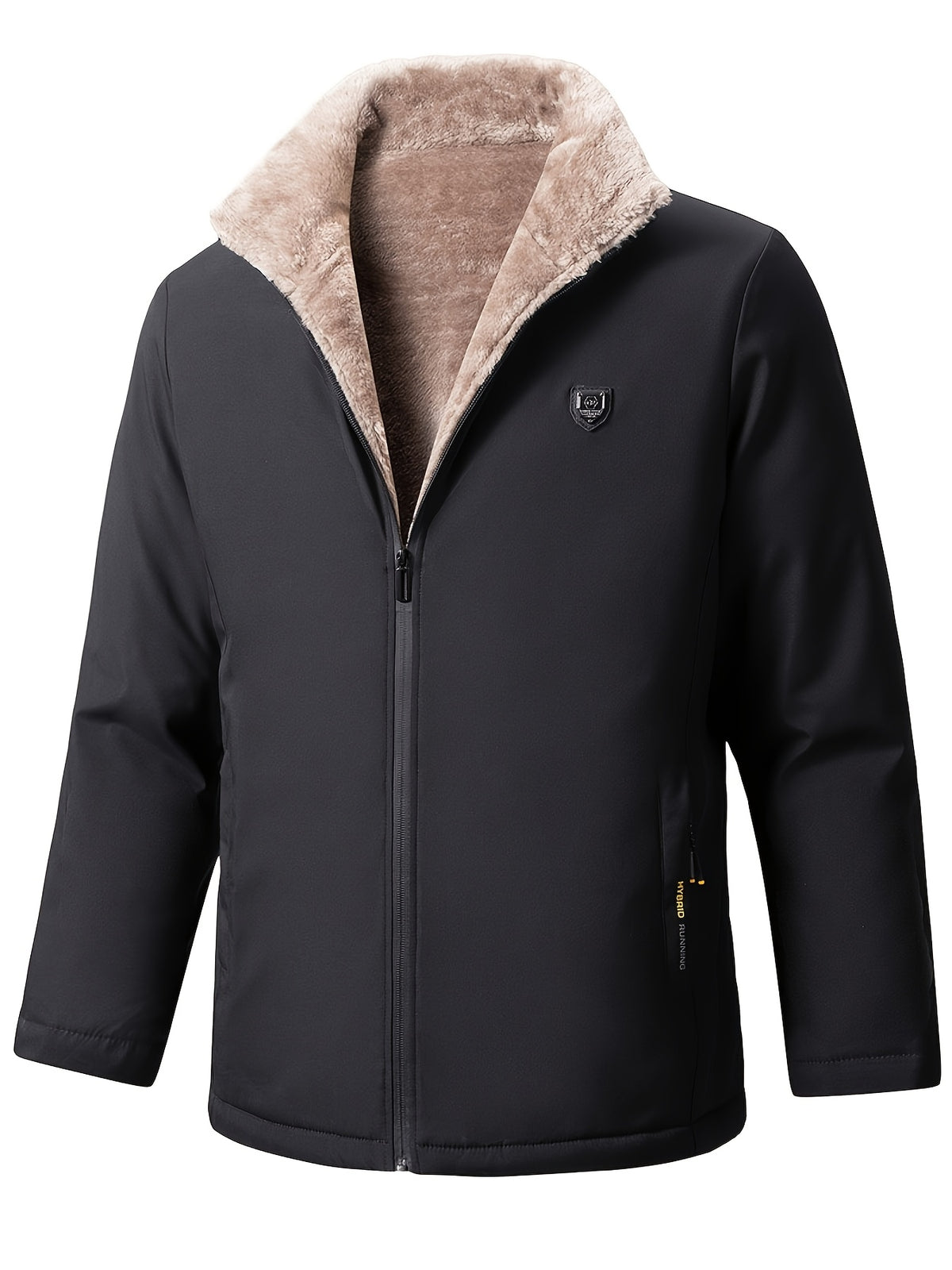 Manteau en fausse fourrure pour homme, polaire, à revers