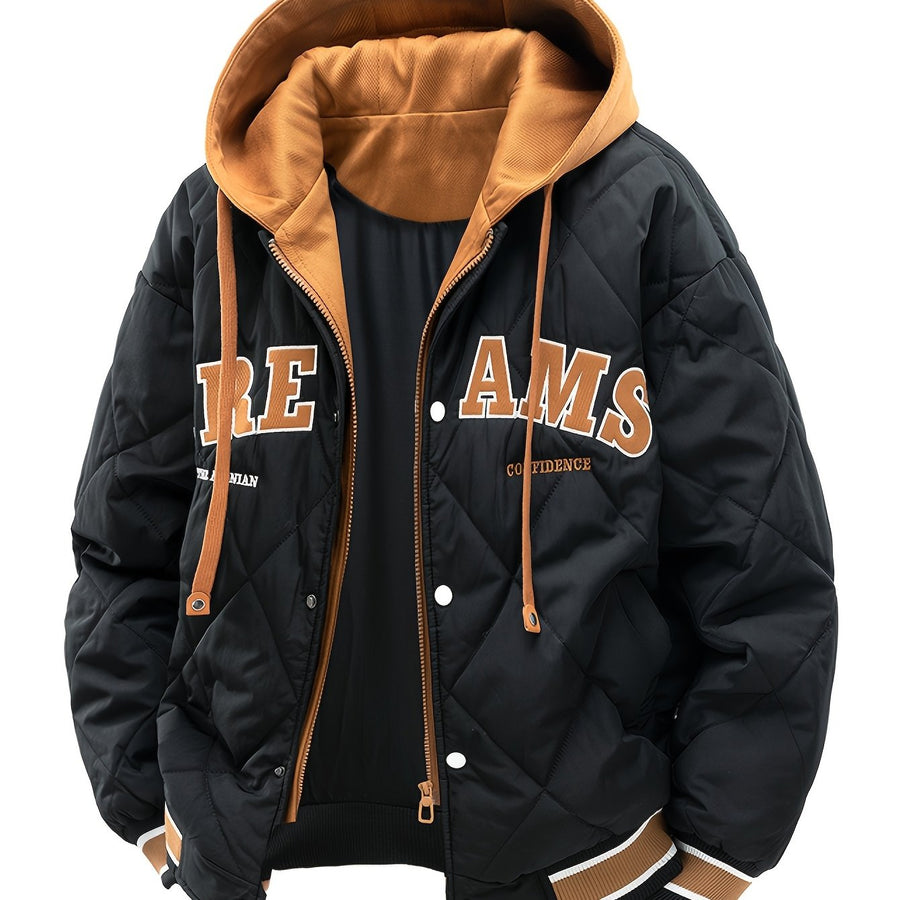 Veste matelassée longue, à capuche, coloris noir