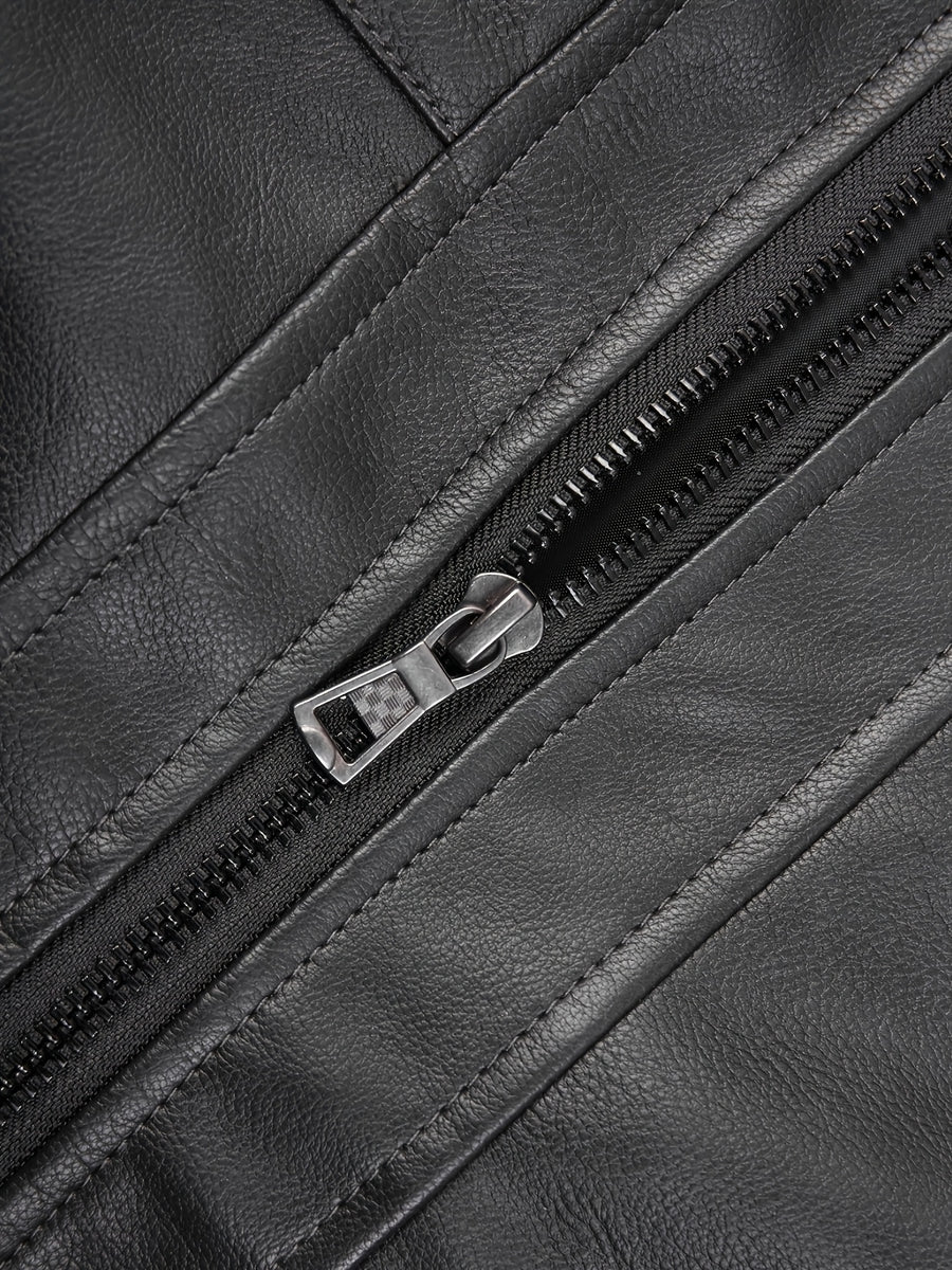 Veste en cuir PU de haute qualité, tailles américaines, parfaite pour un usage quotidien et en extérieur au printemps et en automne, détail du vêtement
