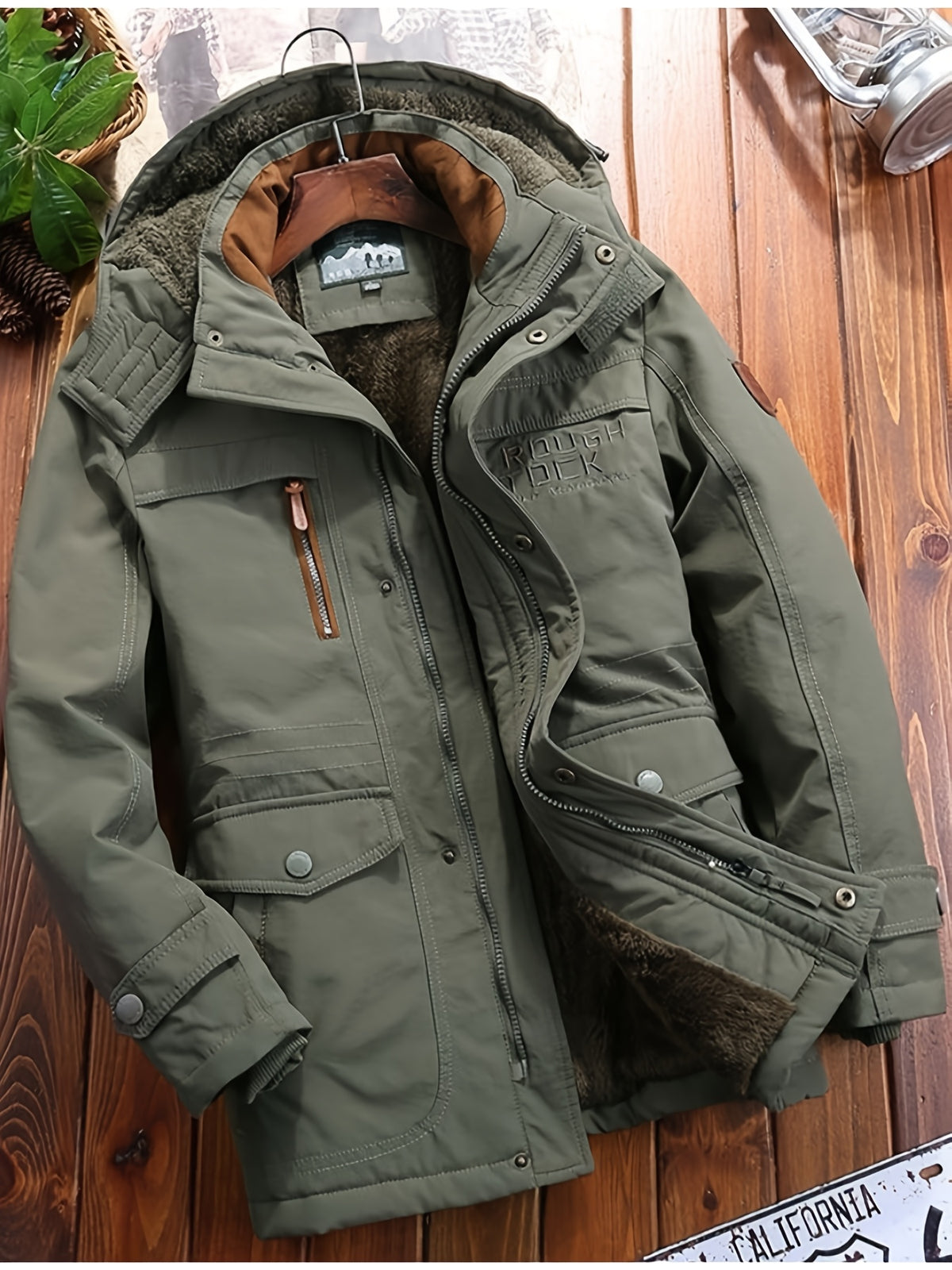 Veste pour homme, capuche amovible, black-