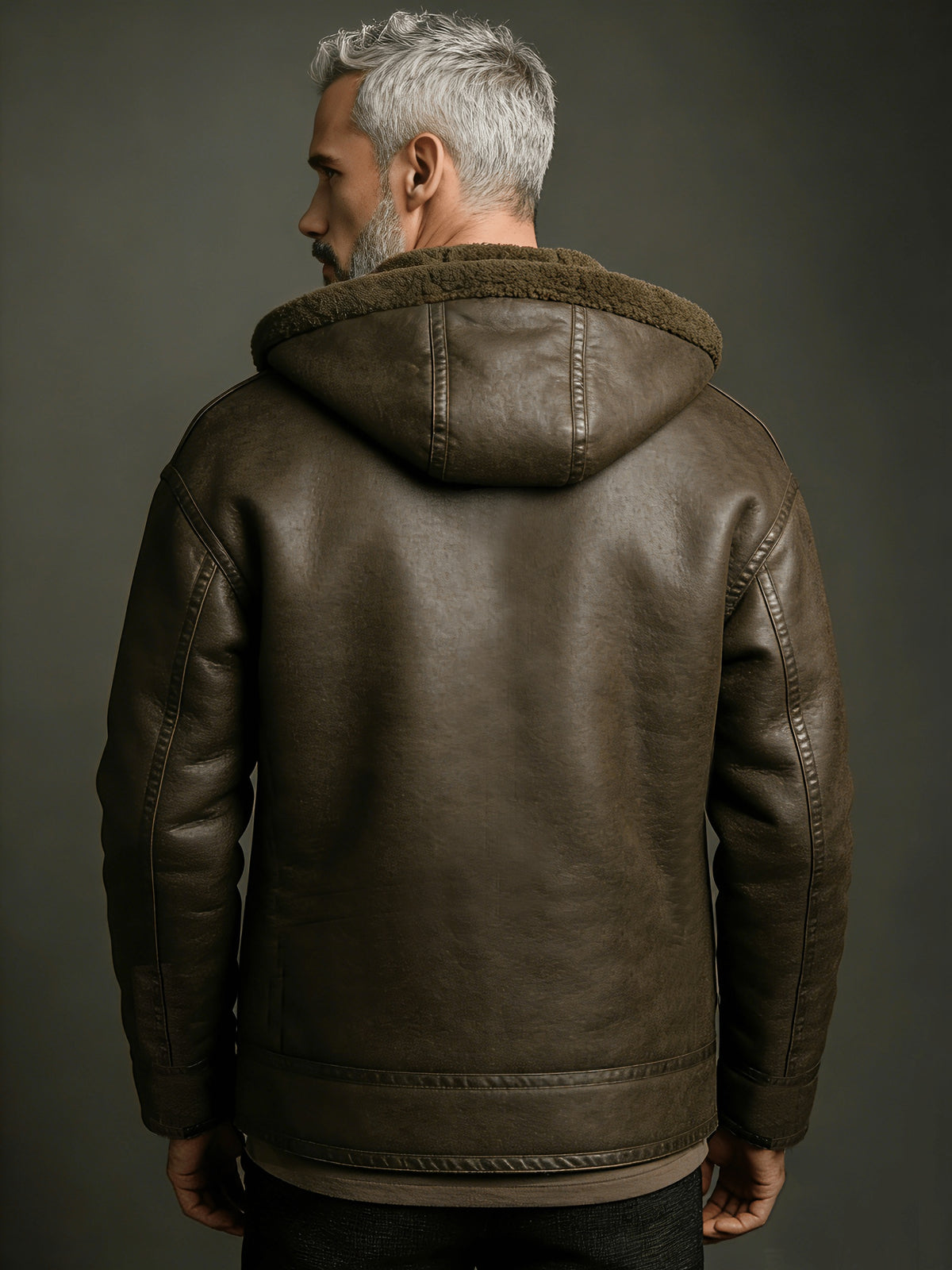 Manteau en fausse fourrure long pour homme, velours, à capuche