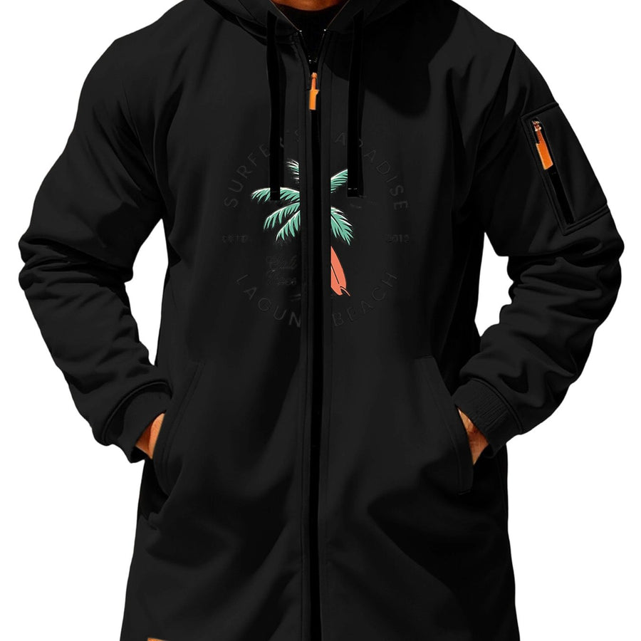Manteau pour homme, à capuche, kaki long, vue 4