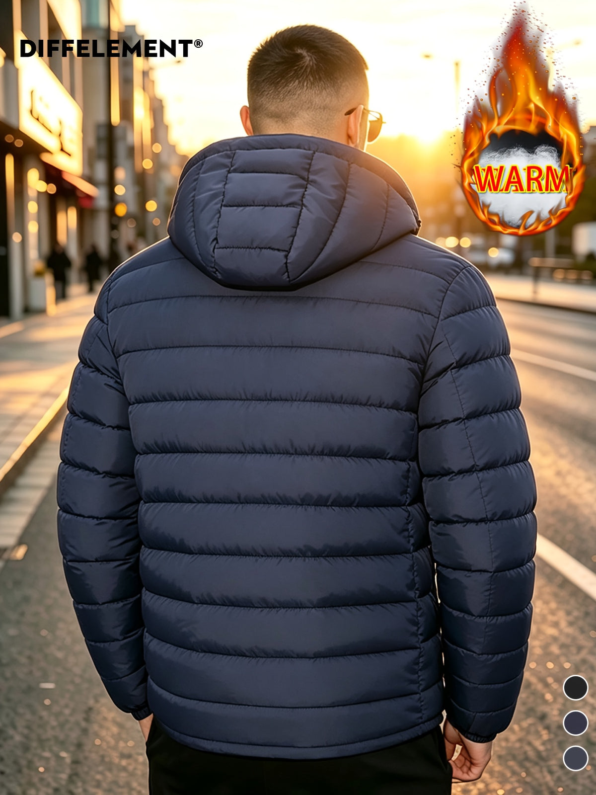 Veste pour homme, coupe-vent, à capuche, bleu marine