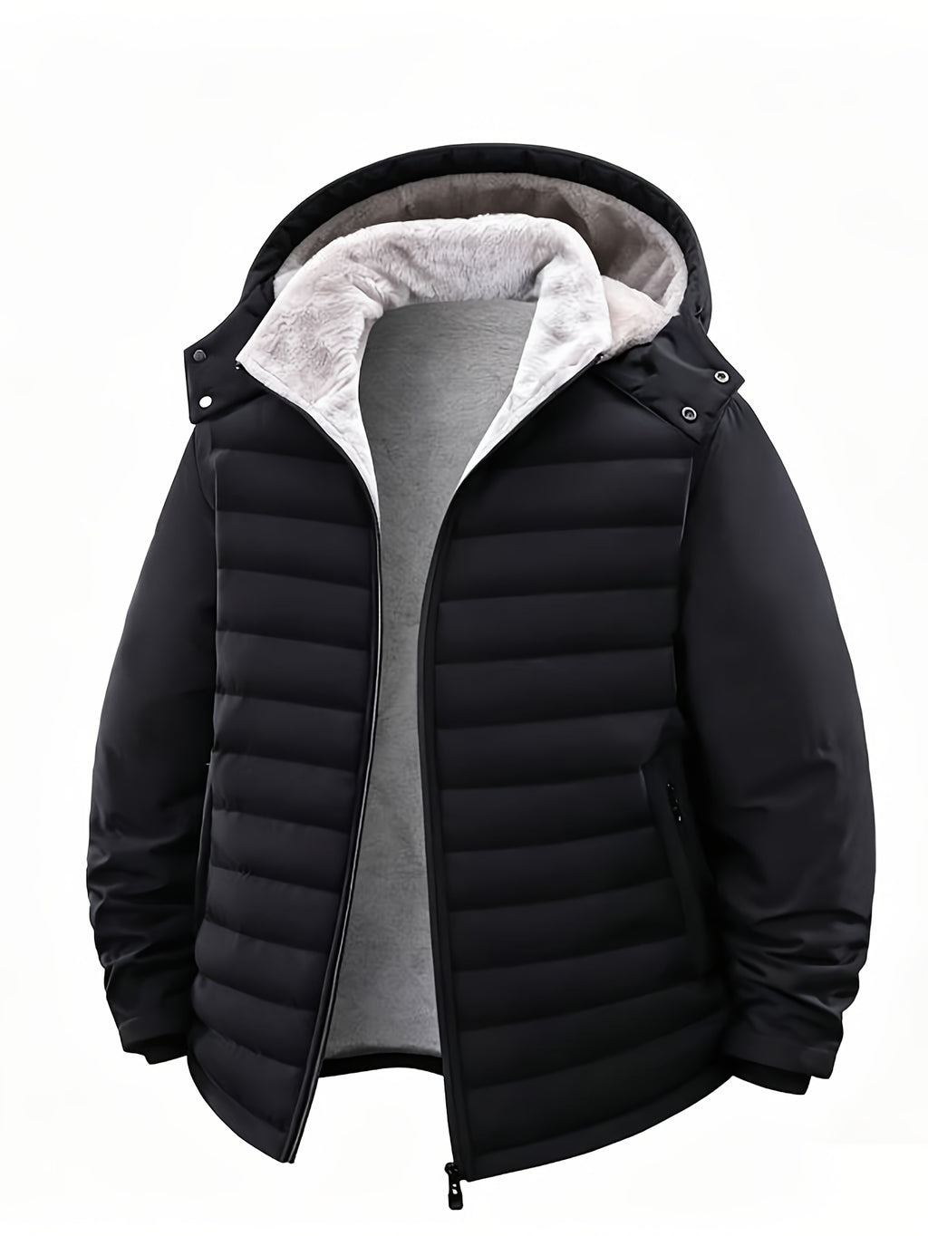Veste pour homme, capuche amovible, noir carbone