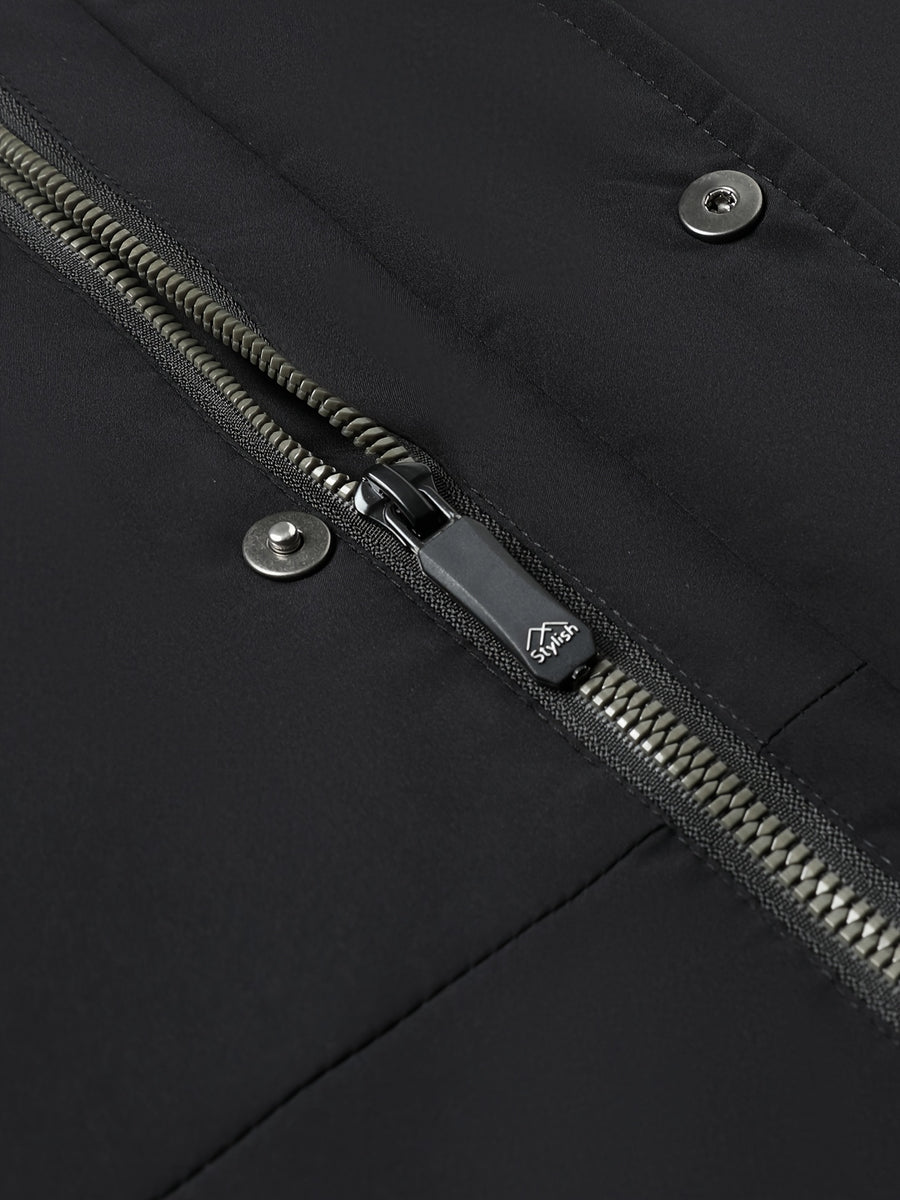 Veste matelassée, à col montant, noir, détail du vêtement