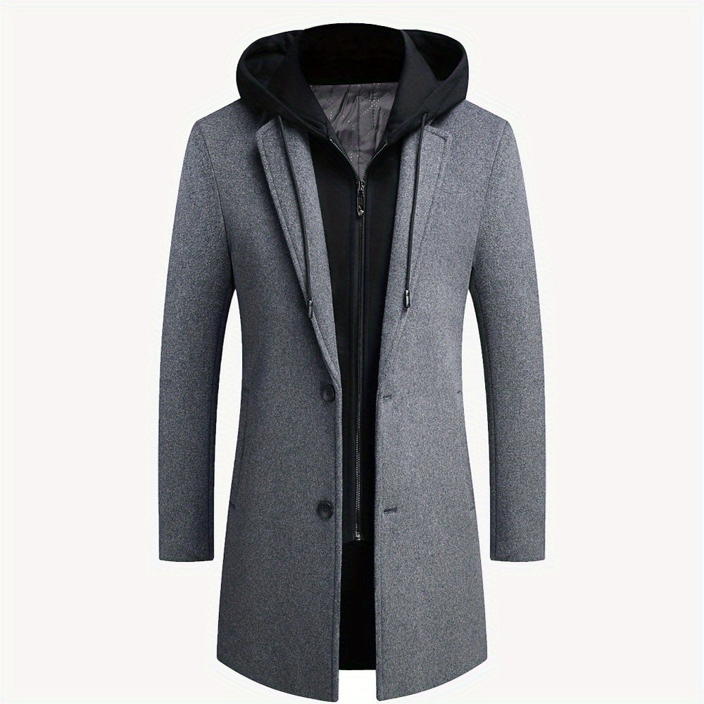 Manteau en laine pour homme, 30 % laine, à revers