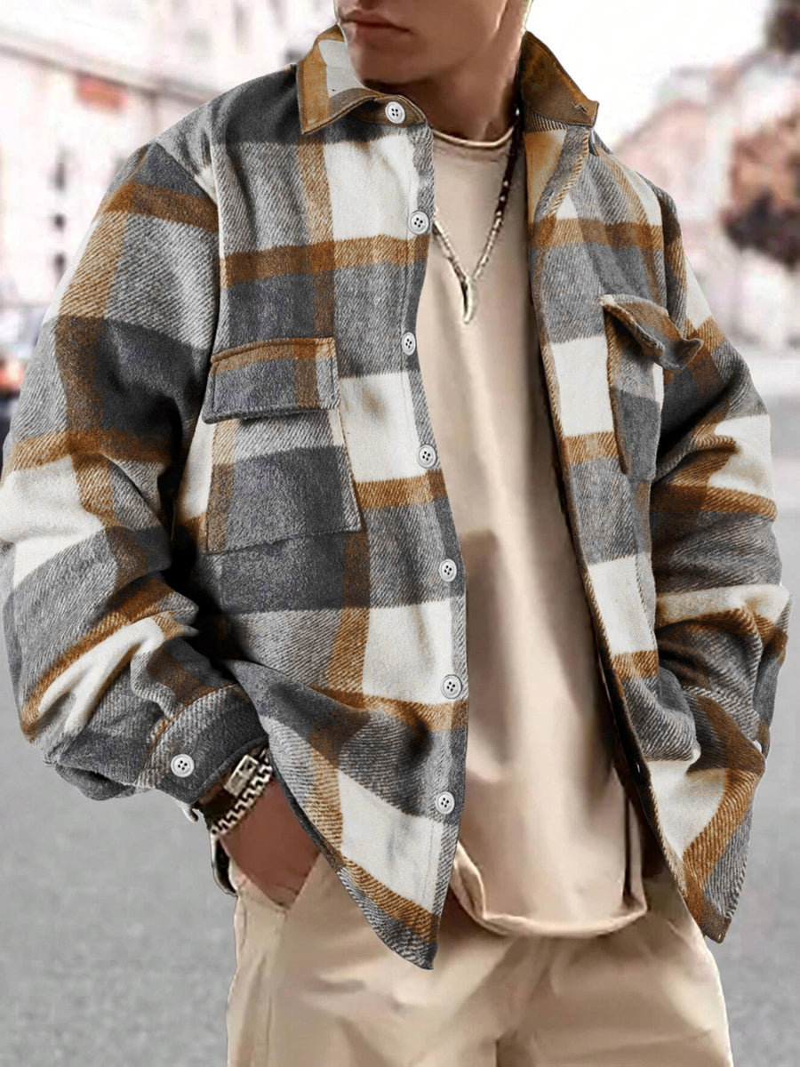 Veste long, à carreaux, à revers, photo 9