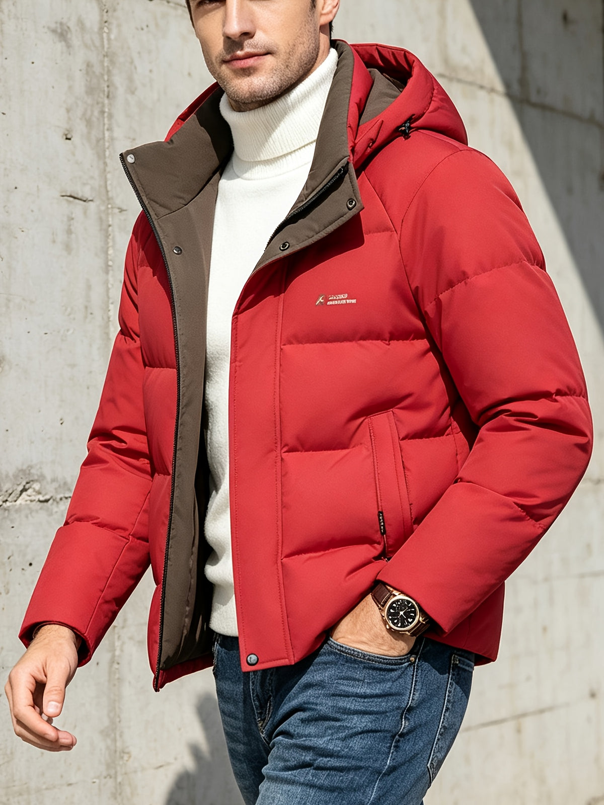 Manteau pour homme, coupe-vent, à capuche, bleu marine