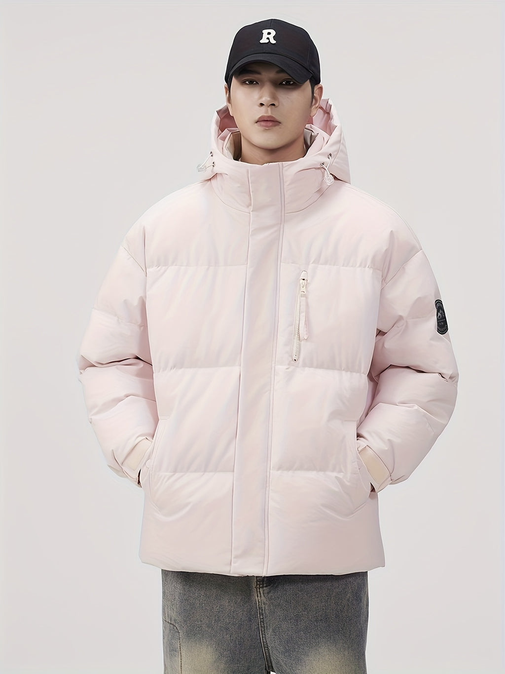 Manteau matelassé pour homme, à capuche, épi de blé jaune