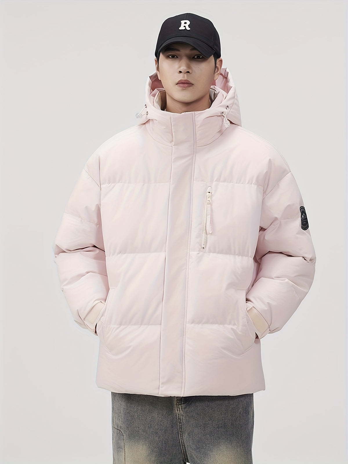 Manteau matelassé pour homme, à capuche, épi de blé jaune