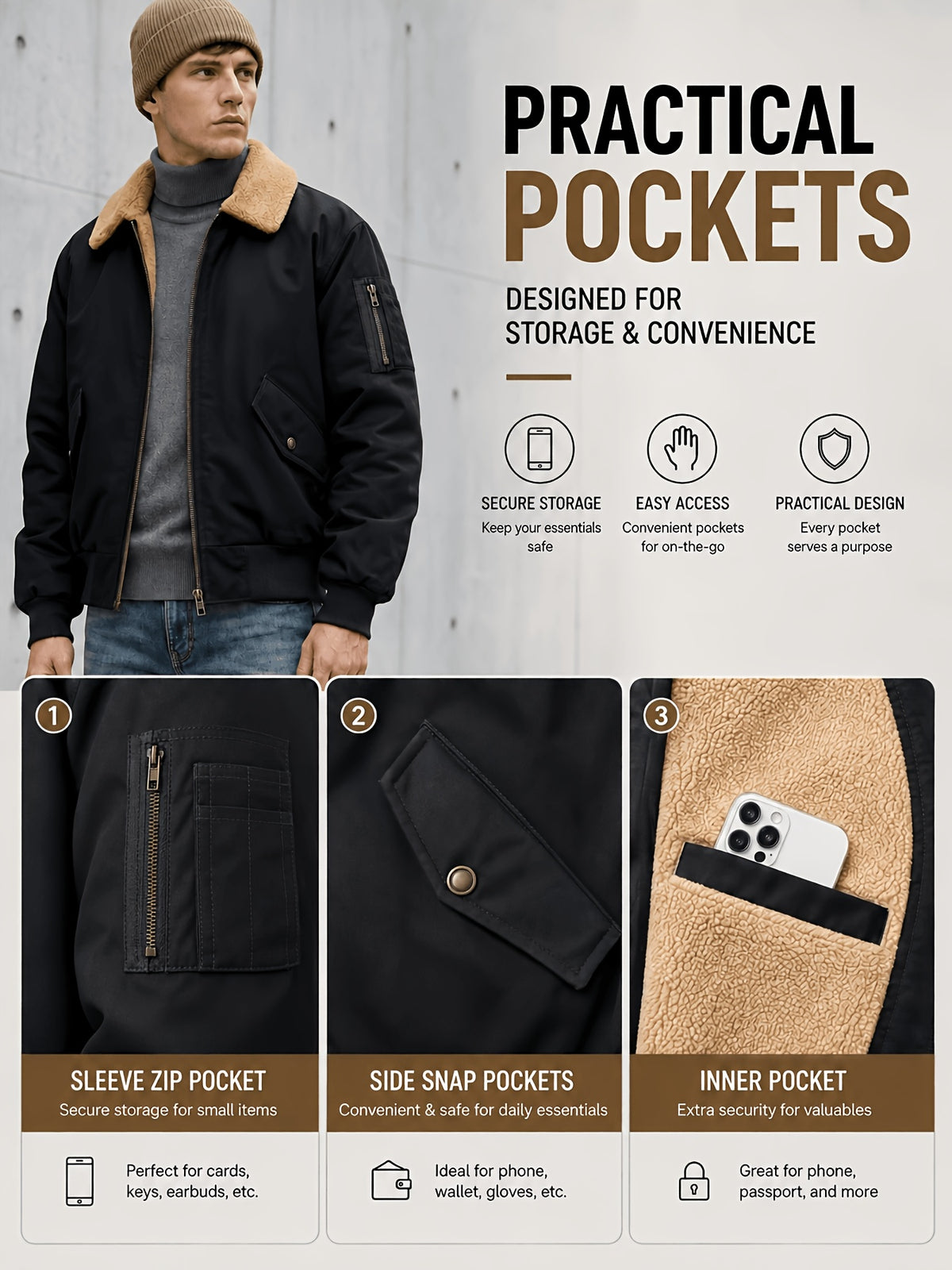 Veste pour homme, coupe-vent, noir