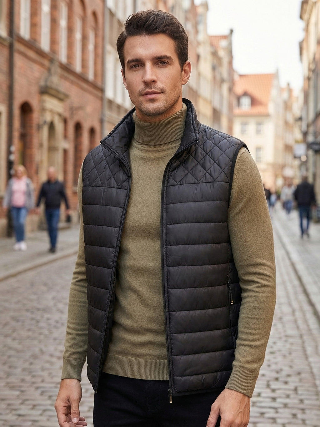 Gilet Homme Couleur Unie Col Montant, Cardigan Léger Sans Manches Automne Hiver, Veste Matelassée Décontractée pour les Trajets Quotidiens, Adaptable à Toute Occasion, photo 19