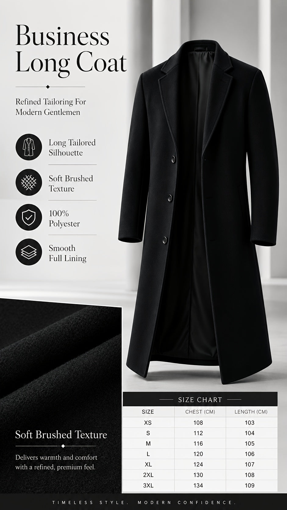 Trench pour homme, à revers, modele 7