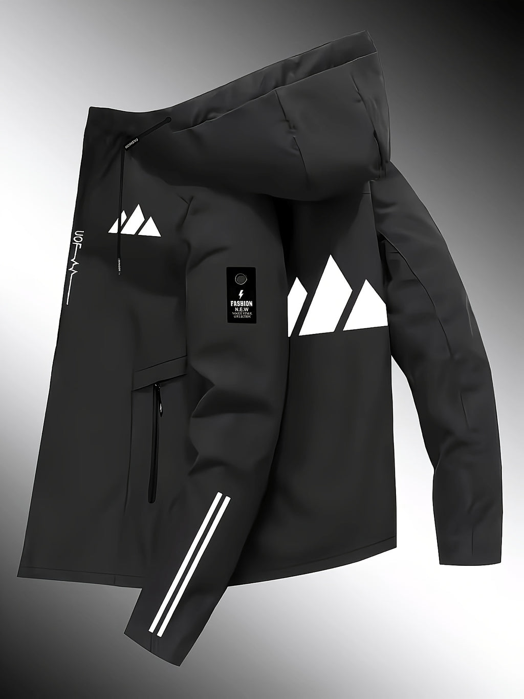 Veste pour homme, coupe-vent, à capuche, paon bleu