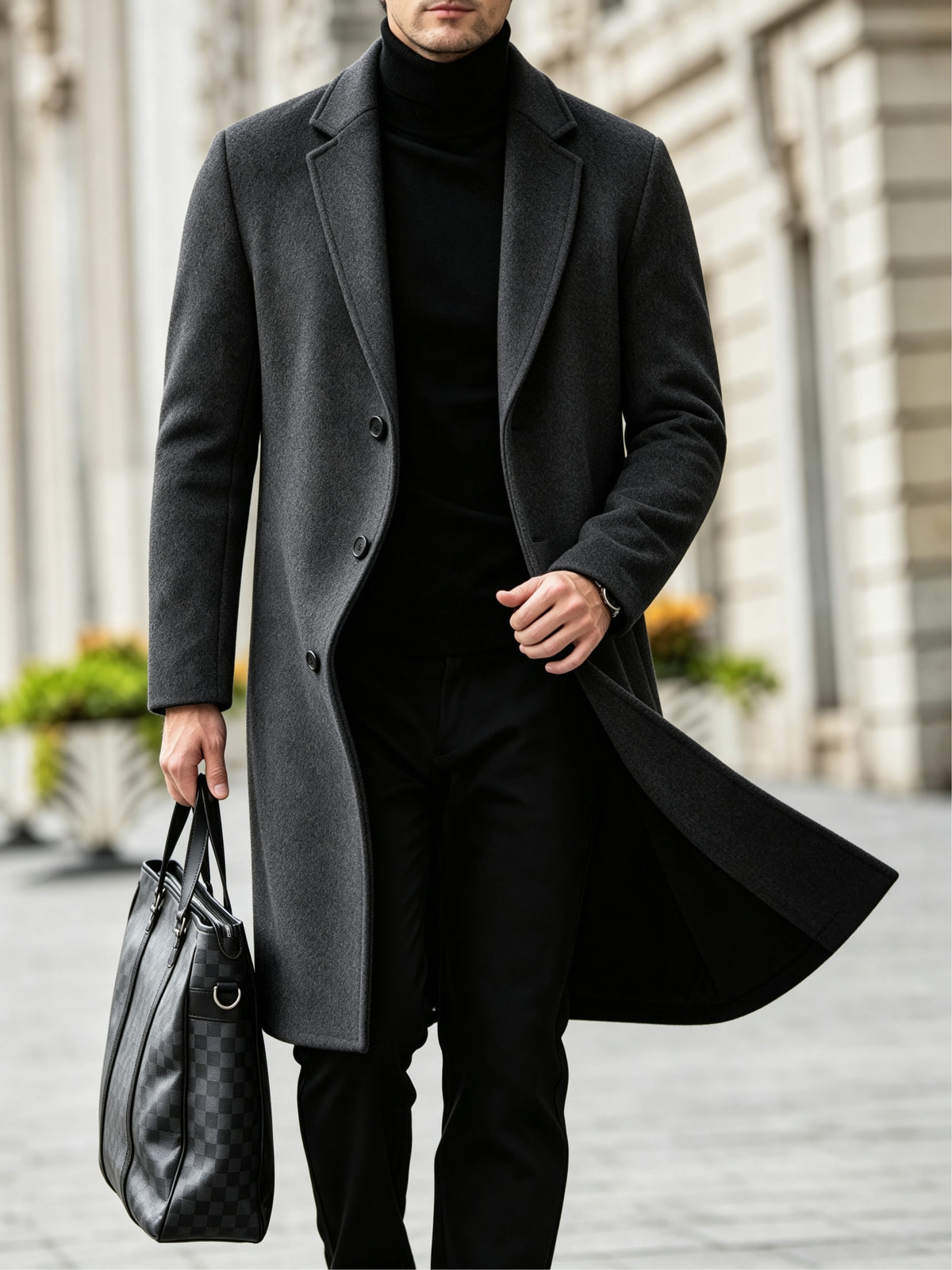 Trench pour homme, à revers, couleur marine