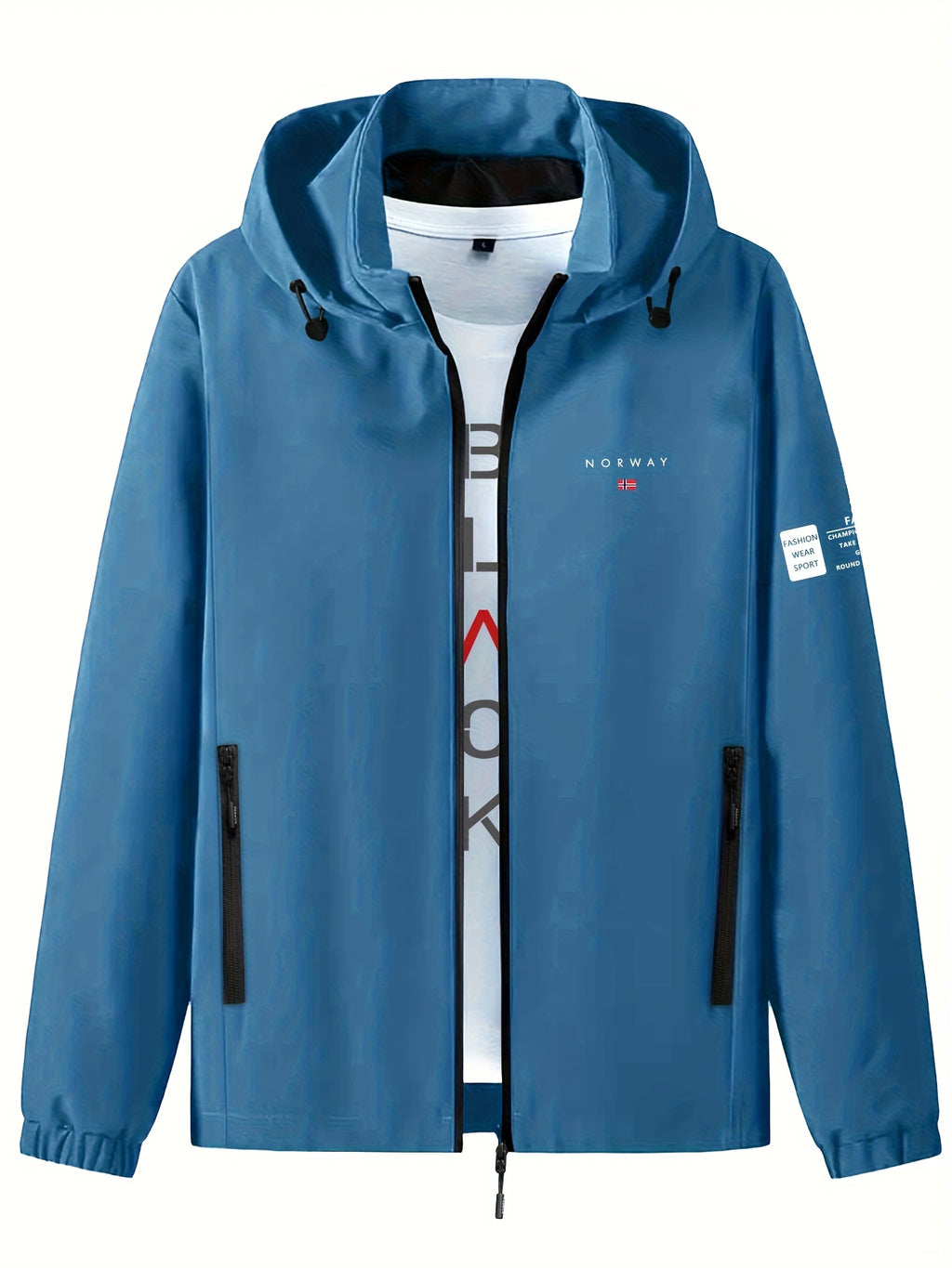 Veste pour homme, coupe-vent, à capuche, bleu étoile