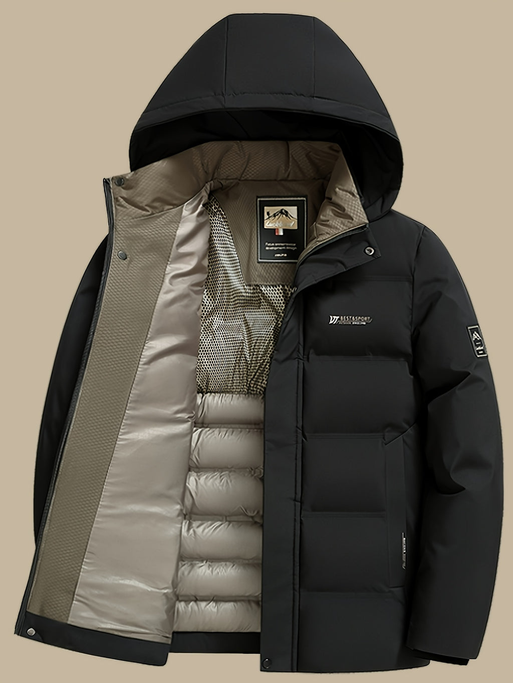 Veste matelassée pour homme, à capuche, gris