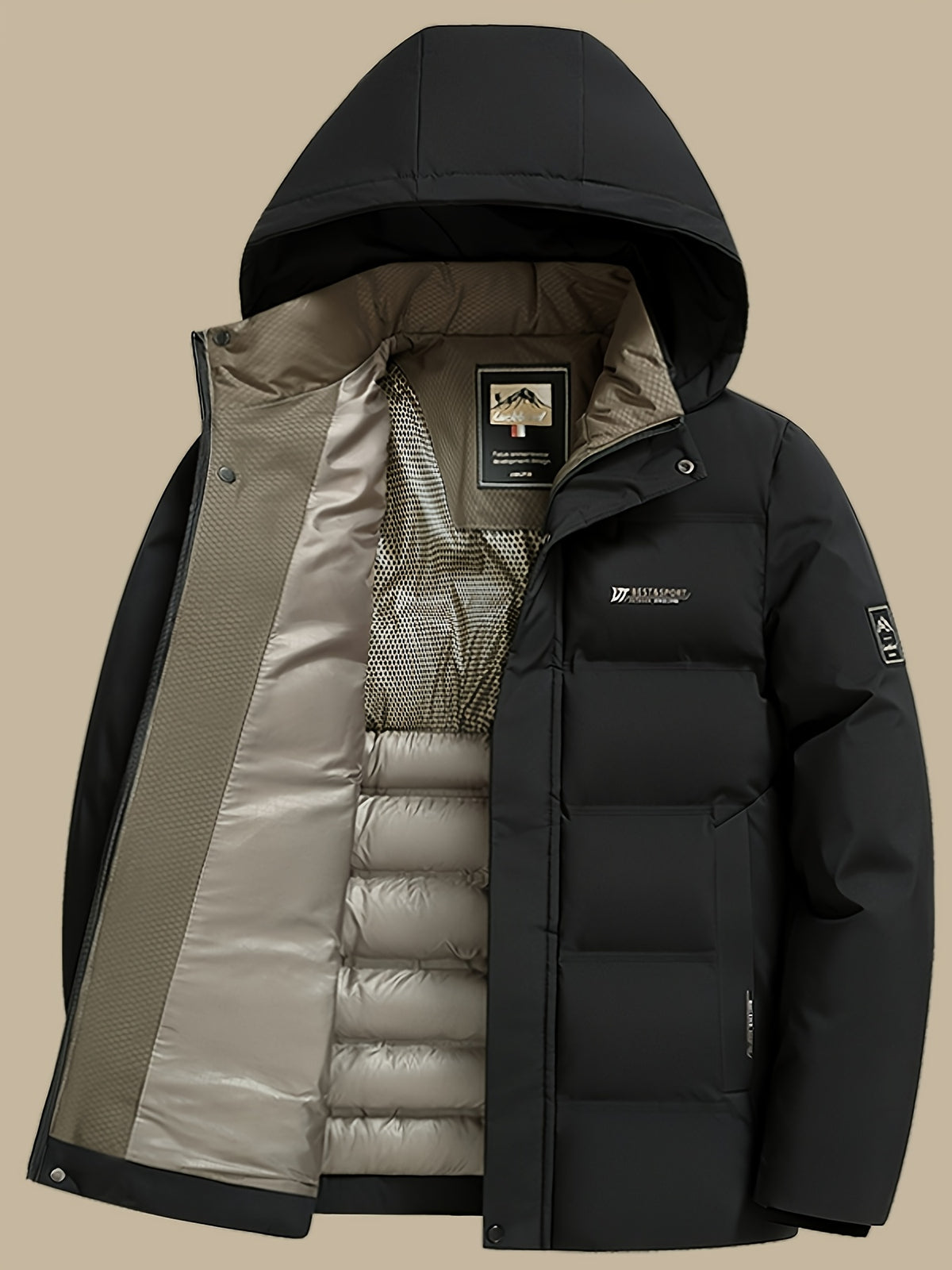 Veste matelassée pour homme, à capuche, gris