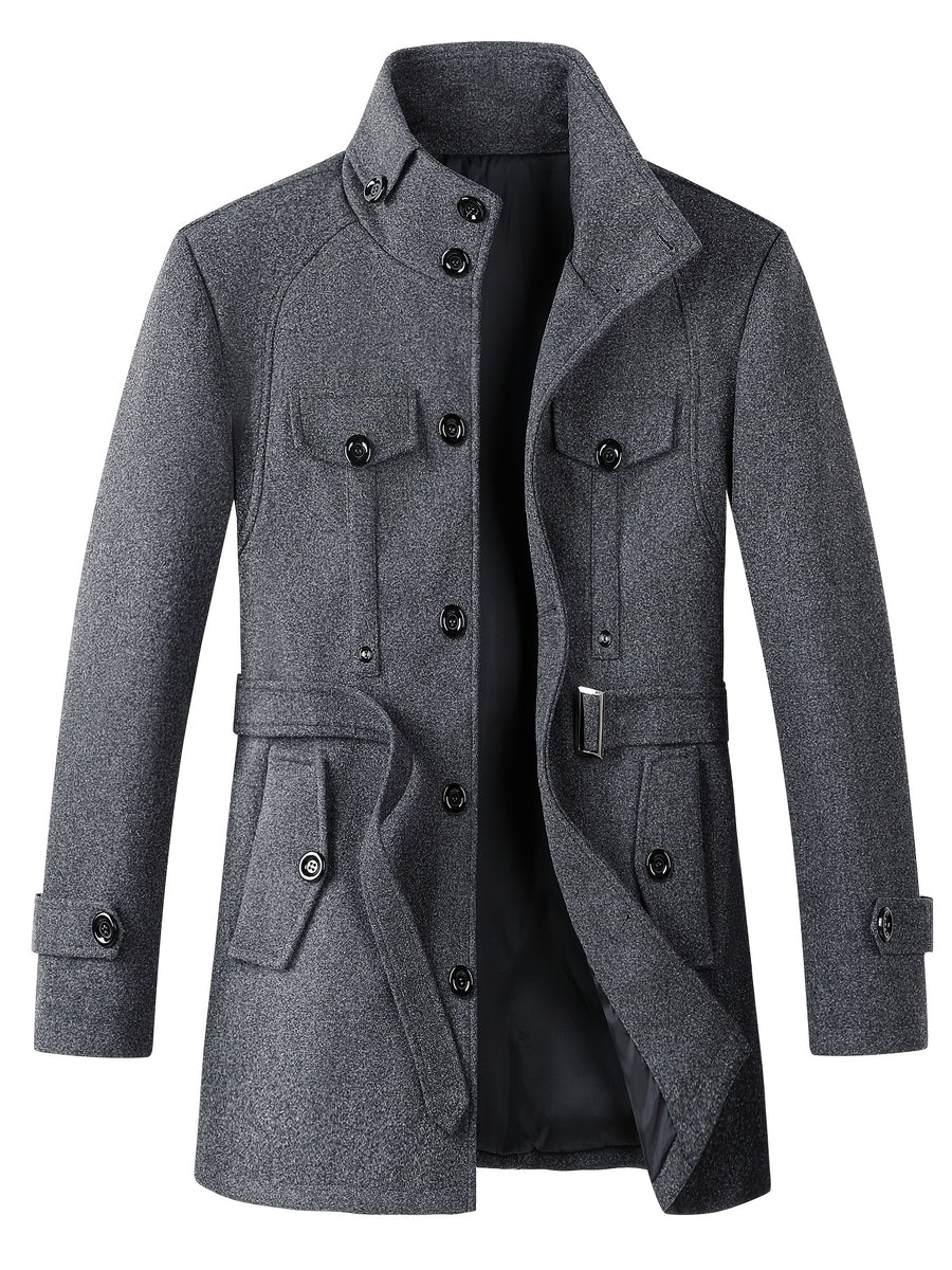 Veste long, à col montant, gris