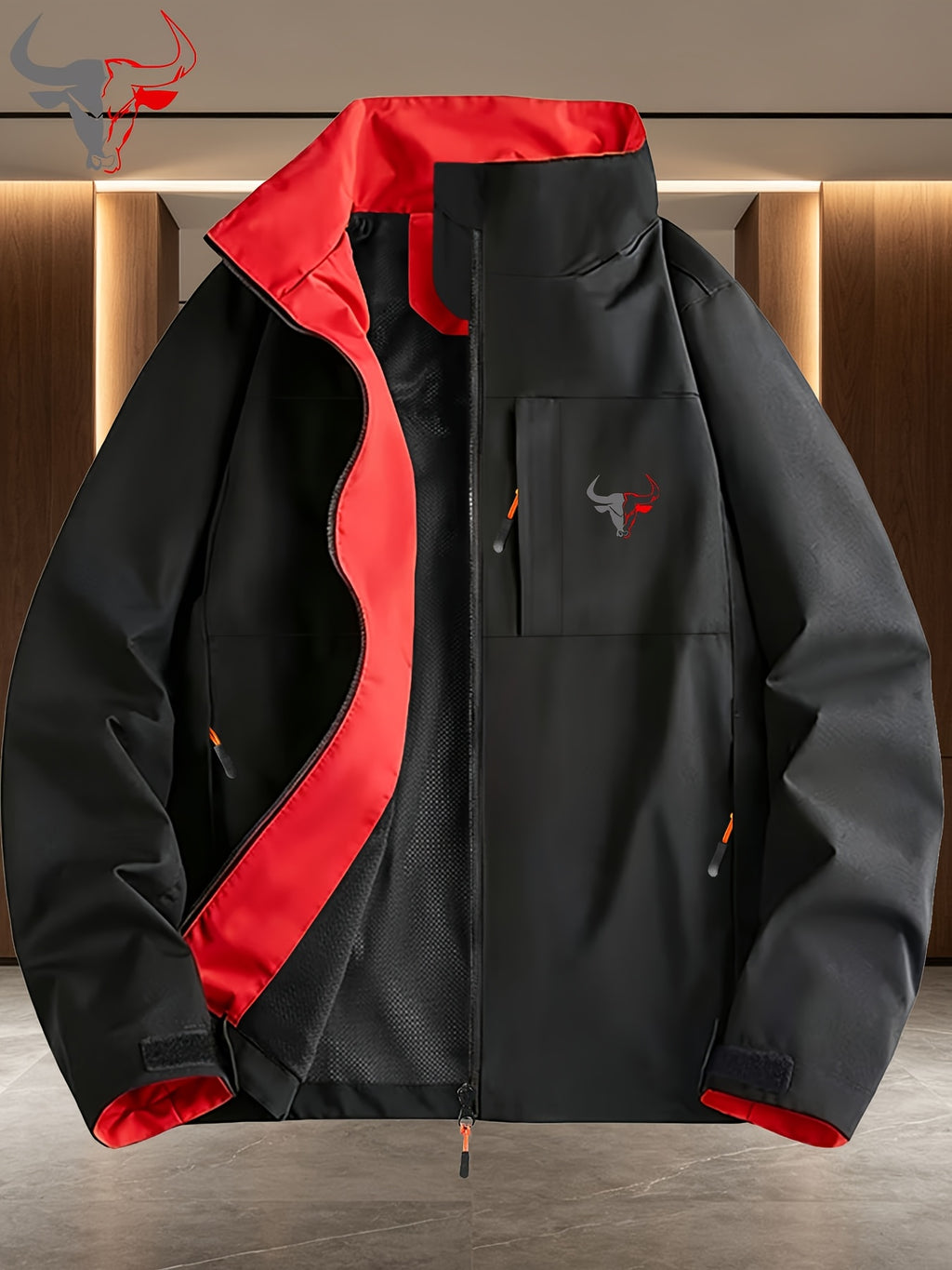 Veste pour homme, coupe-vent, à col montant, bleu royal
