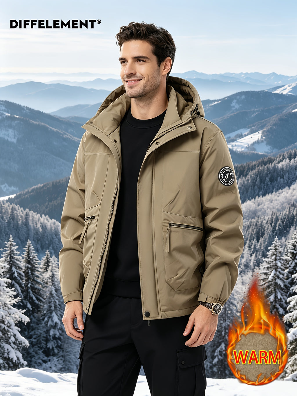 Manteau matelassé pour homme, coupe-vent, à capuche, noir