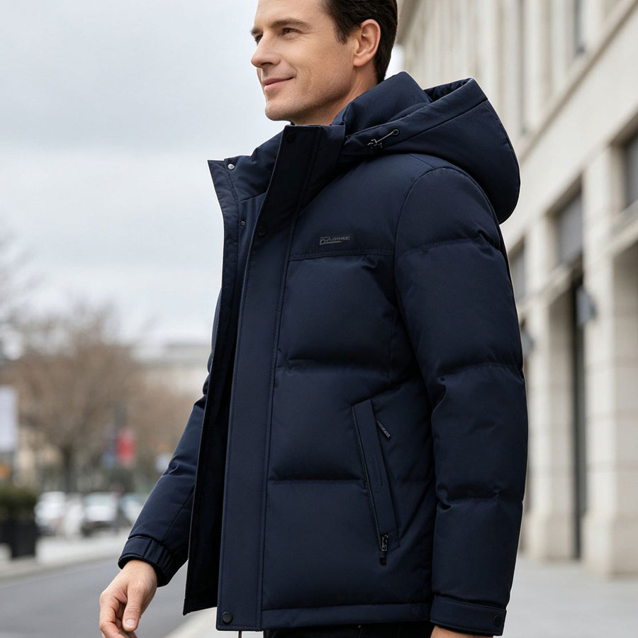 Veste matelassée, coupe-vent, à capuche, modele 2, coloris bleu marine