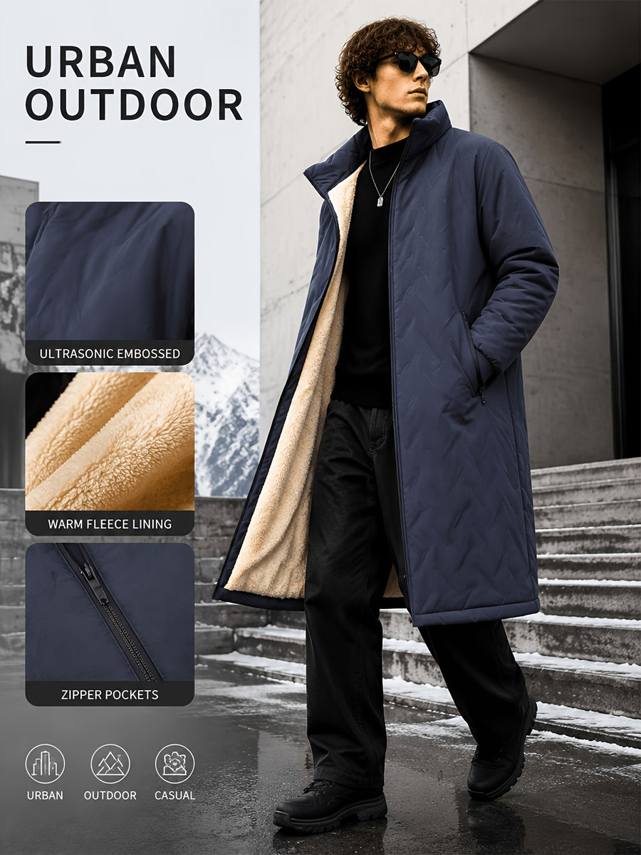 Veste long, à col montant, noir, détail du vêtement