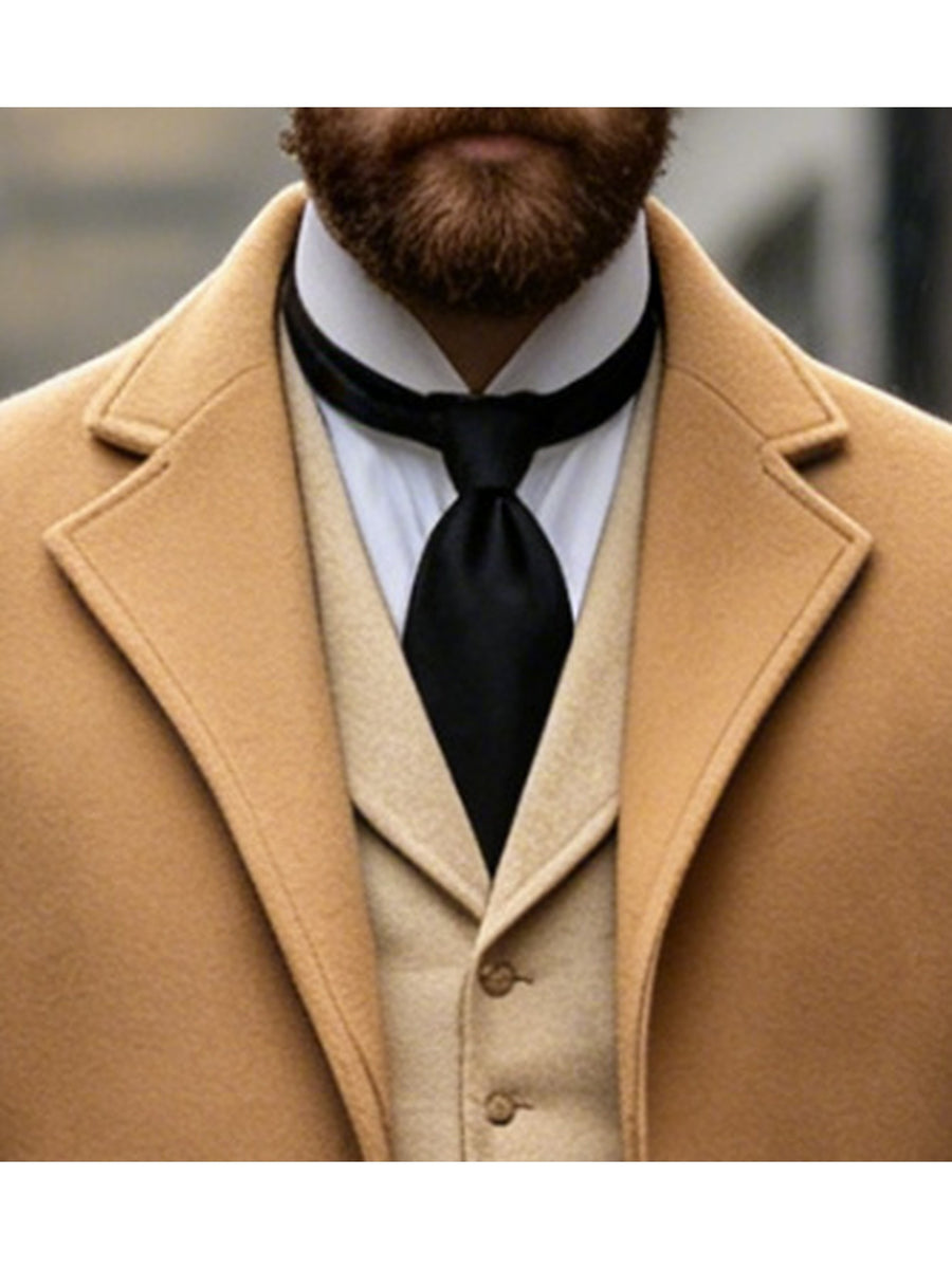 Manteau, tweed, à revers, kaki, photo 8
