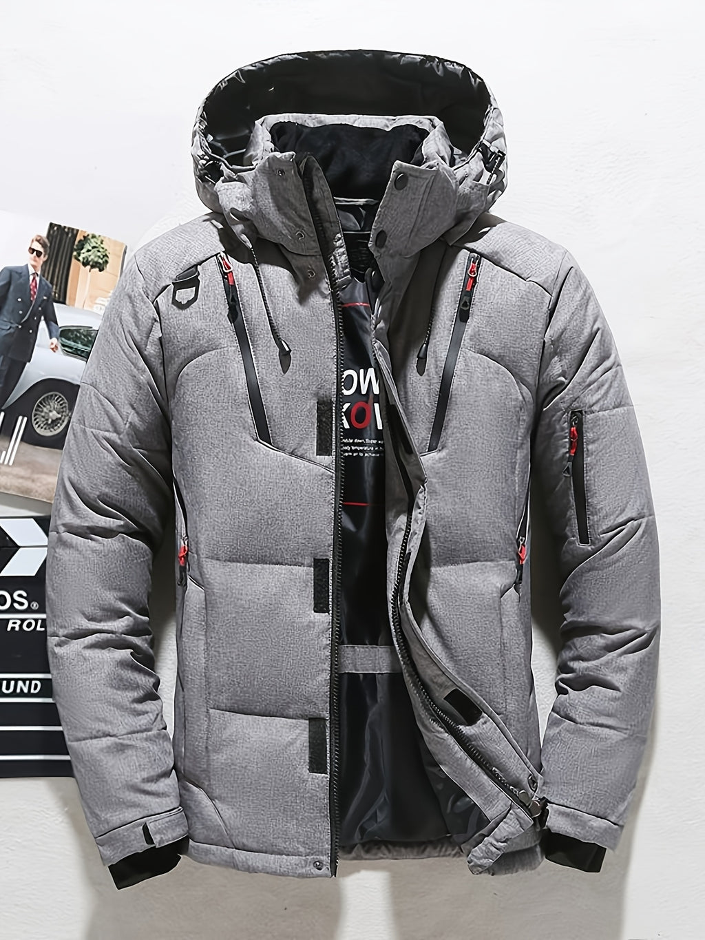 Doudoune matelassée long pour homme, à capuche