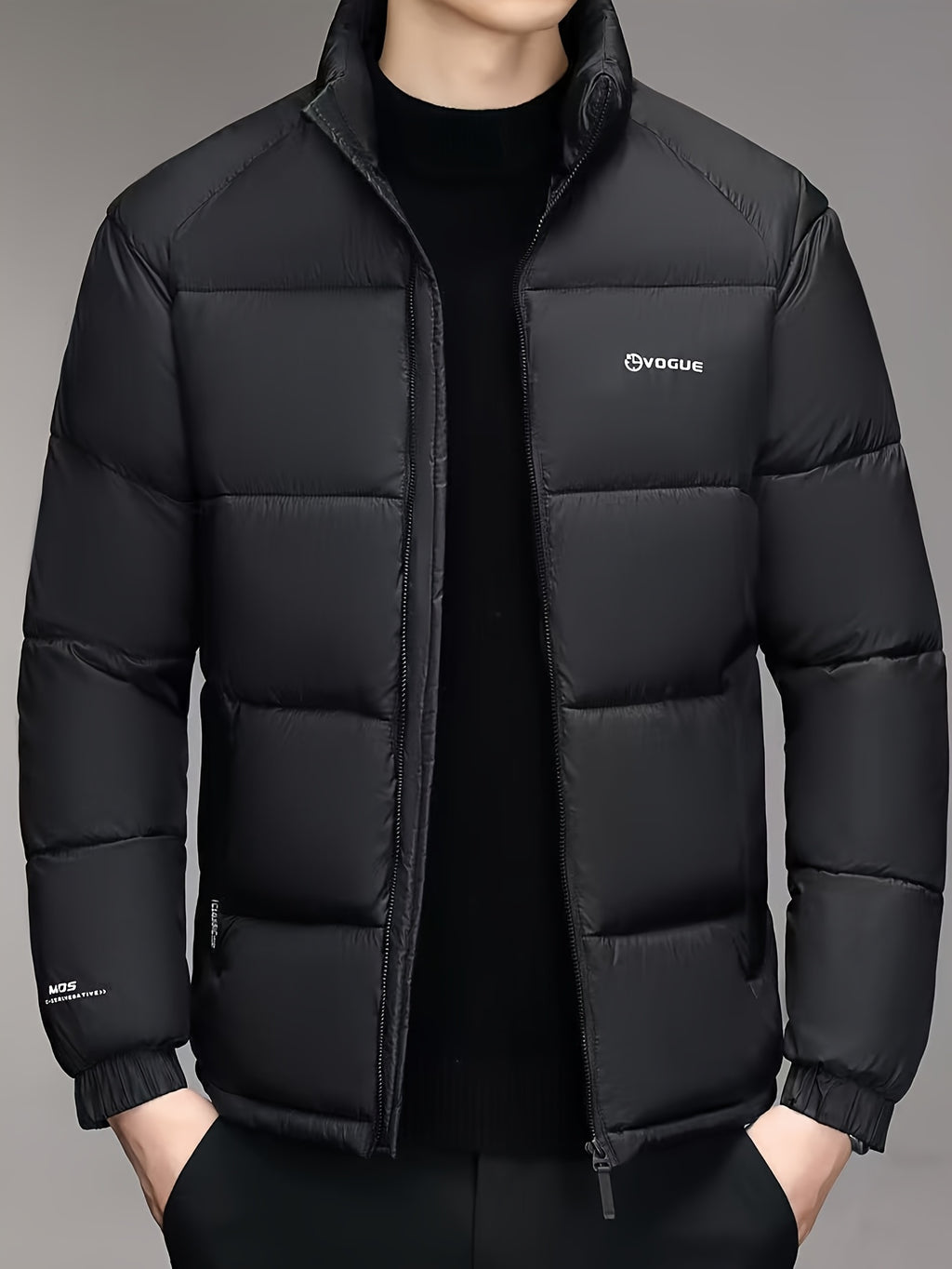 Manteau pour homme, à col montant, kaki