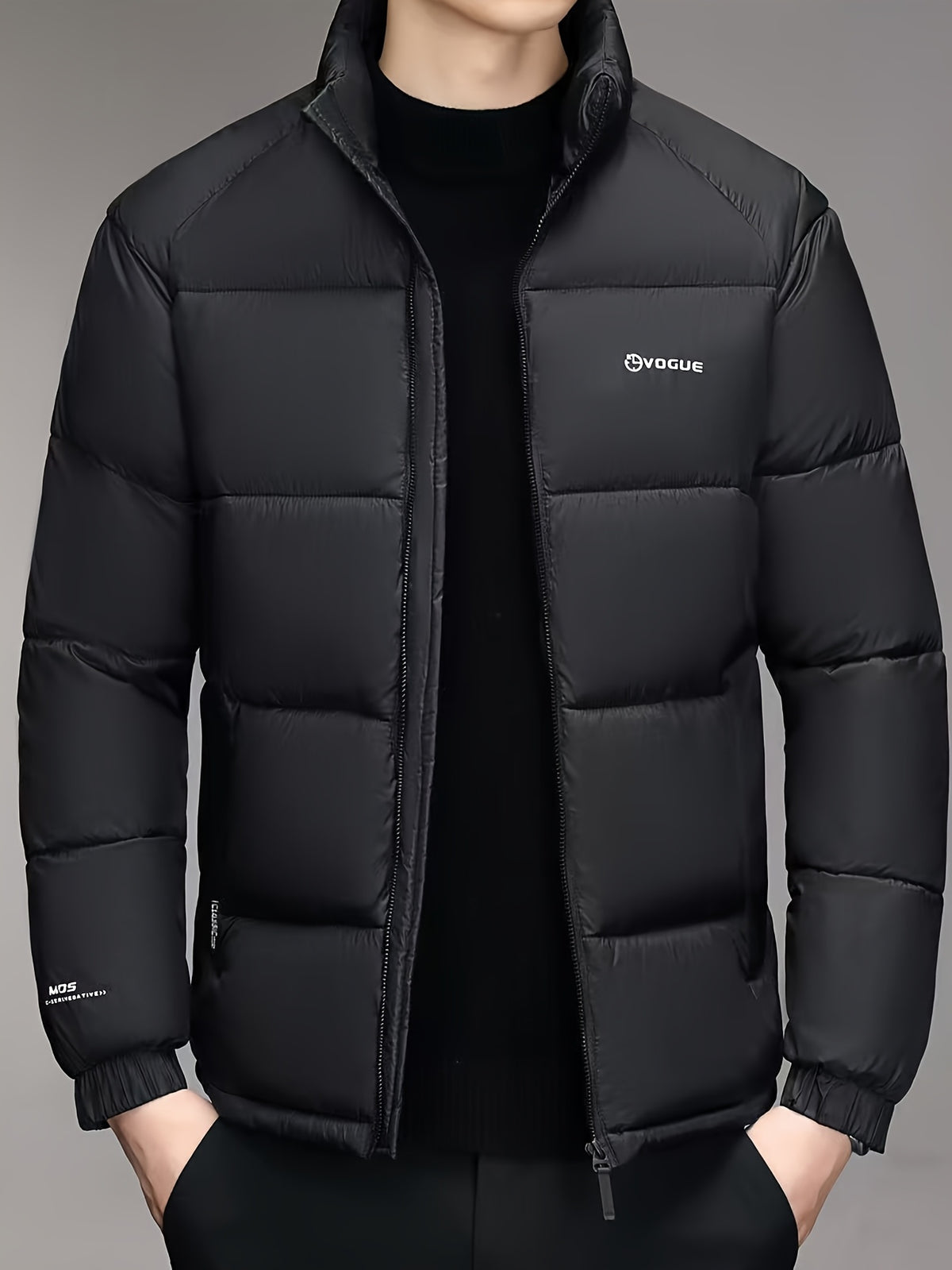 Manteau pour homme, à col montant, kaki