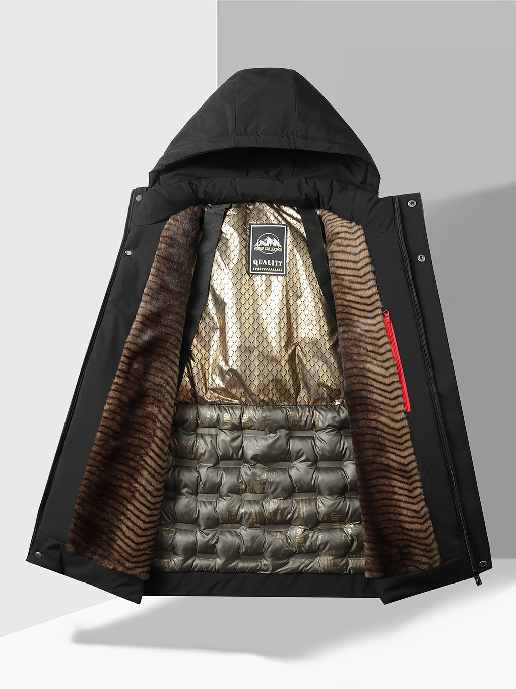 Veste pour homme, polaire, à col montant, kaki