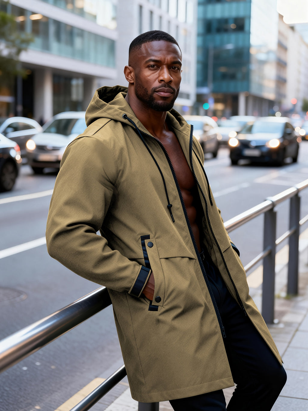 Veste pour homme, coupe-vent, à capuche, modele 4