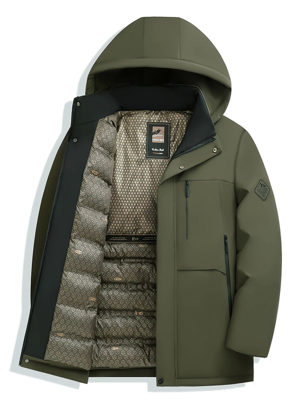 Veste matelassée pour homme, coupe-vent, à capuche, vert
