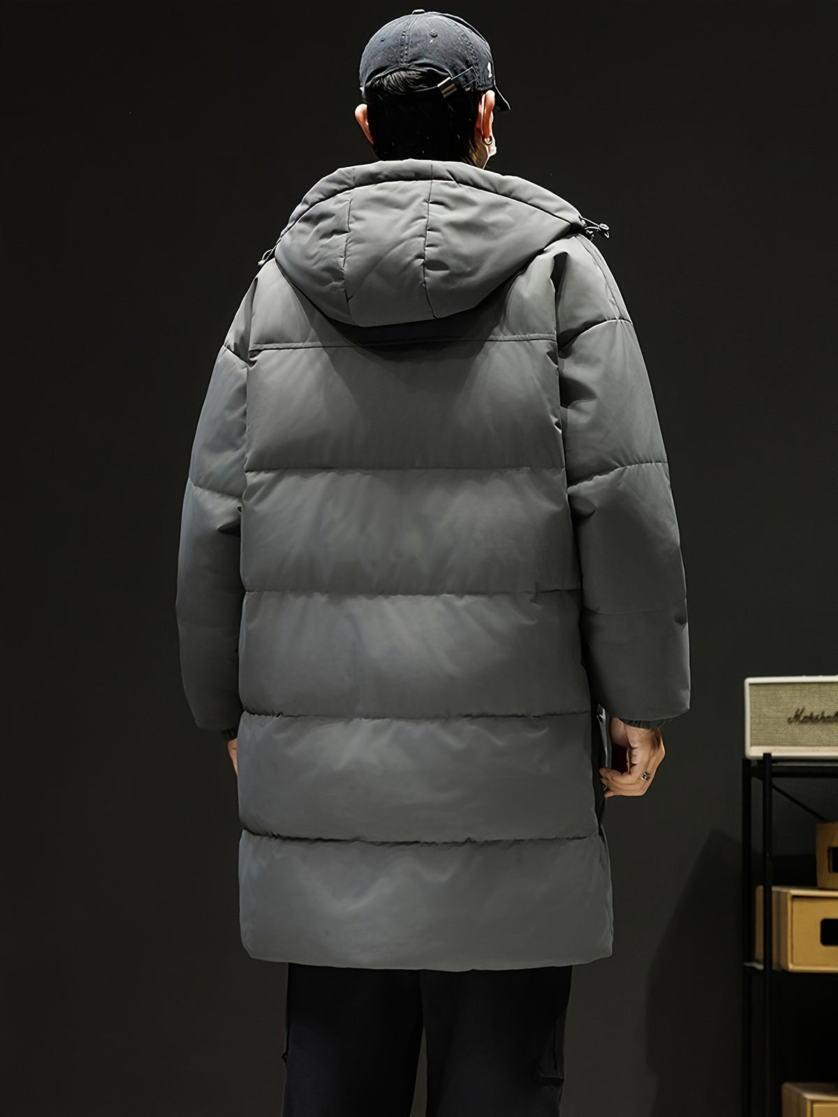 Manteau matelassé pour homme, à capuche, noir et blanc