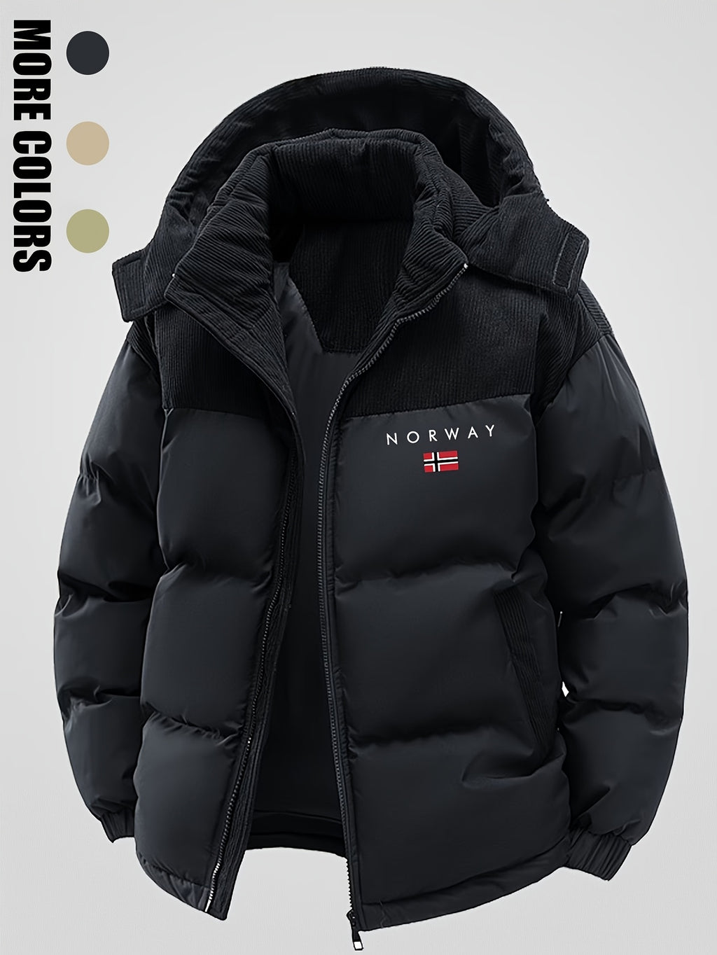 Manteau matelassé pour homme, à capuche, vert