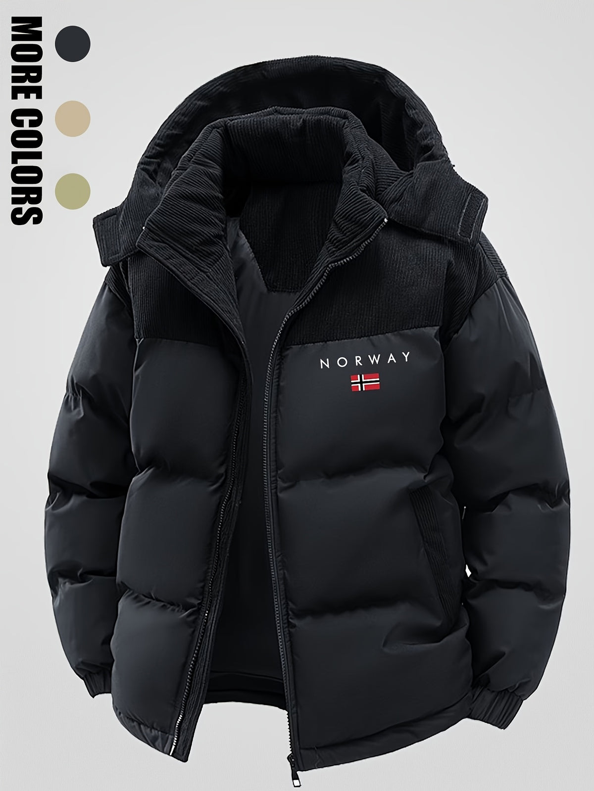 Manteau matelassé pour homme, à capuche, vert