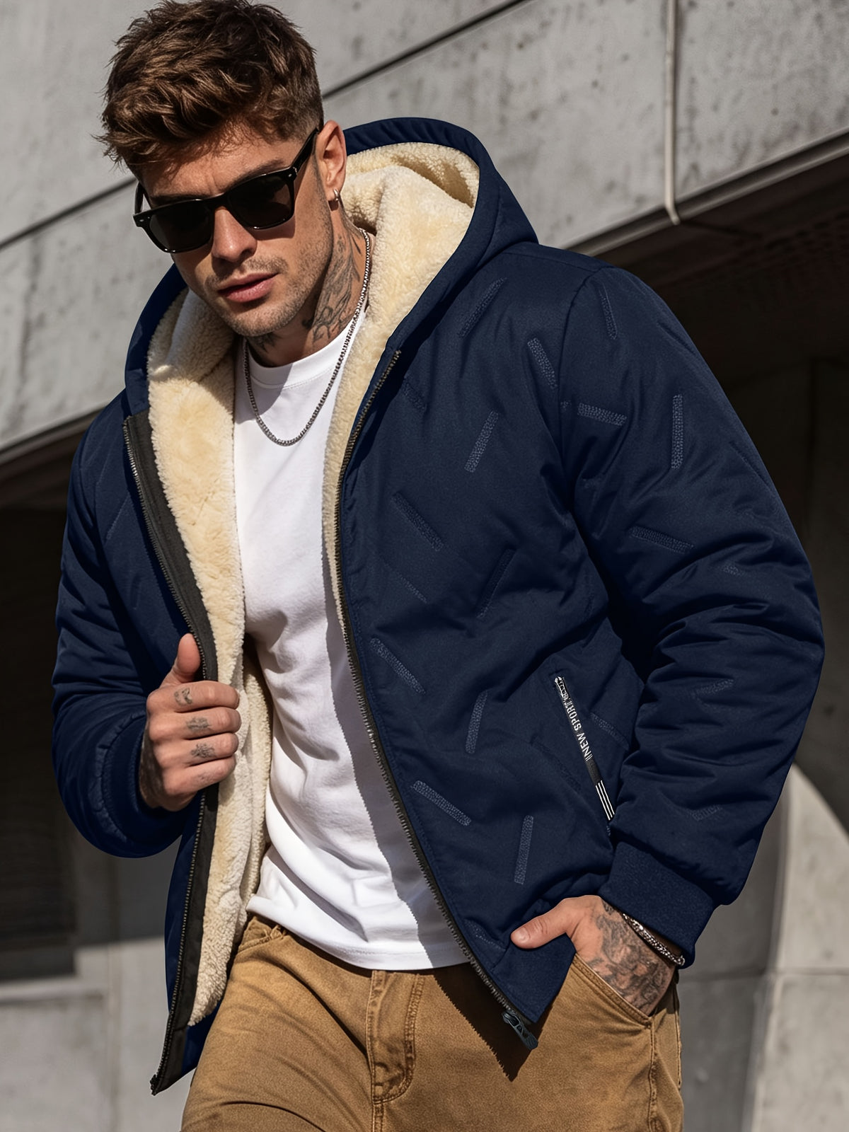 Veste matelassée pour homme, coupe-vent, à capuche, café