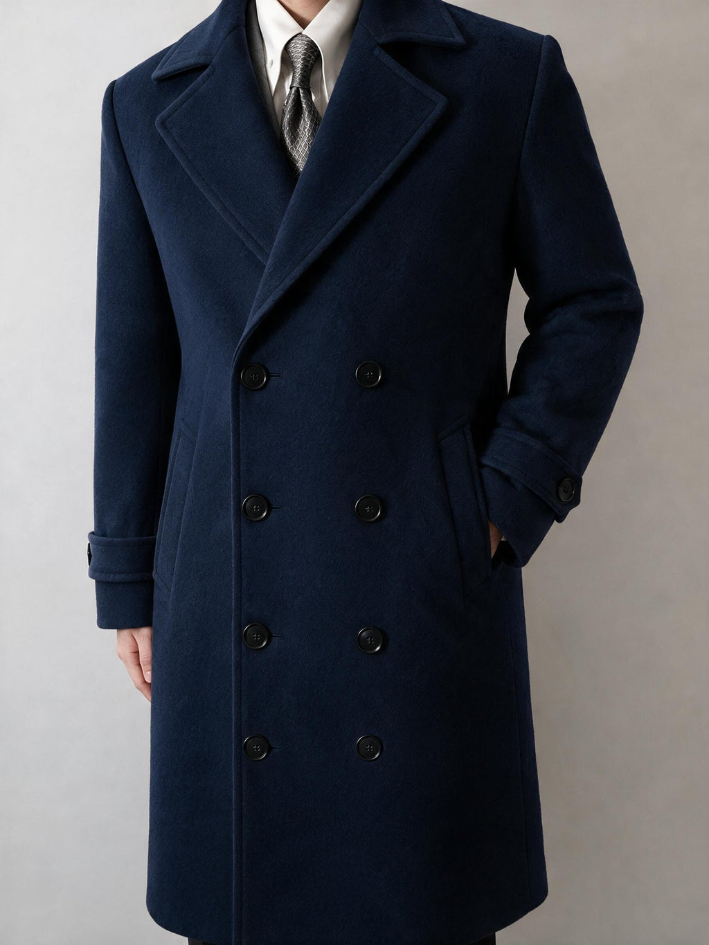 Manteau pour homme, à revers, bleu marine