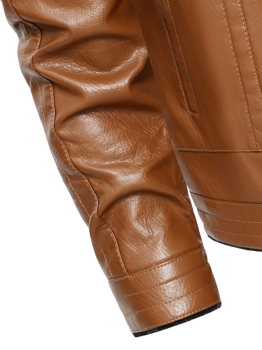 Veste en cuir PU, polaire, à revers, photo 9