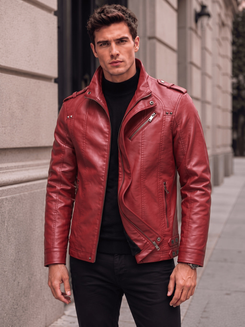 Veste en cuir PU longue, à col montant, photo 19