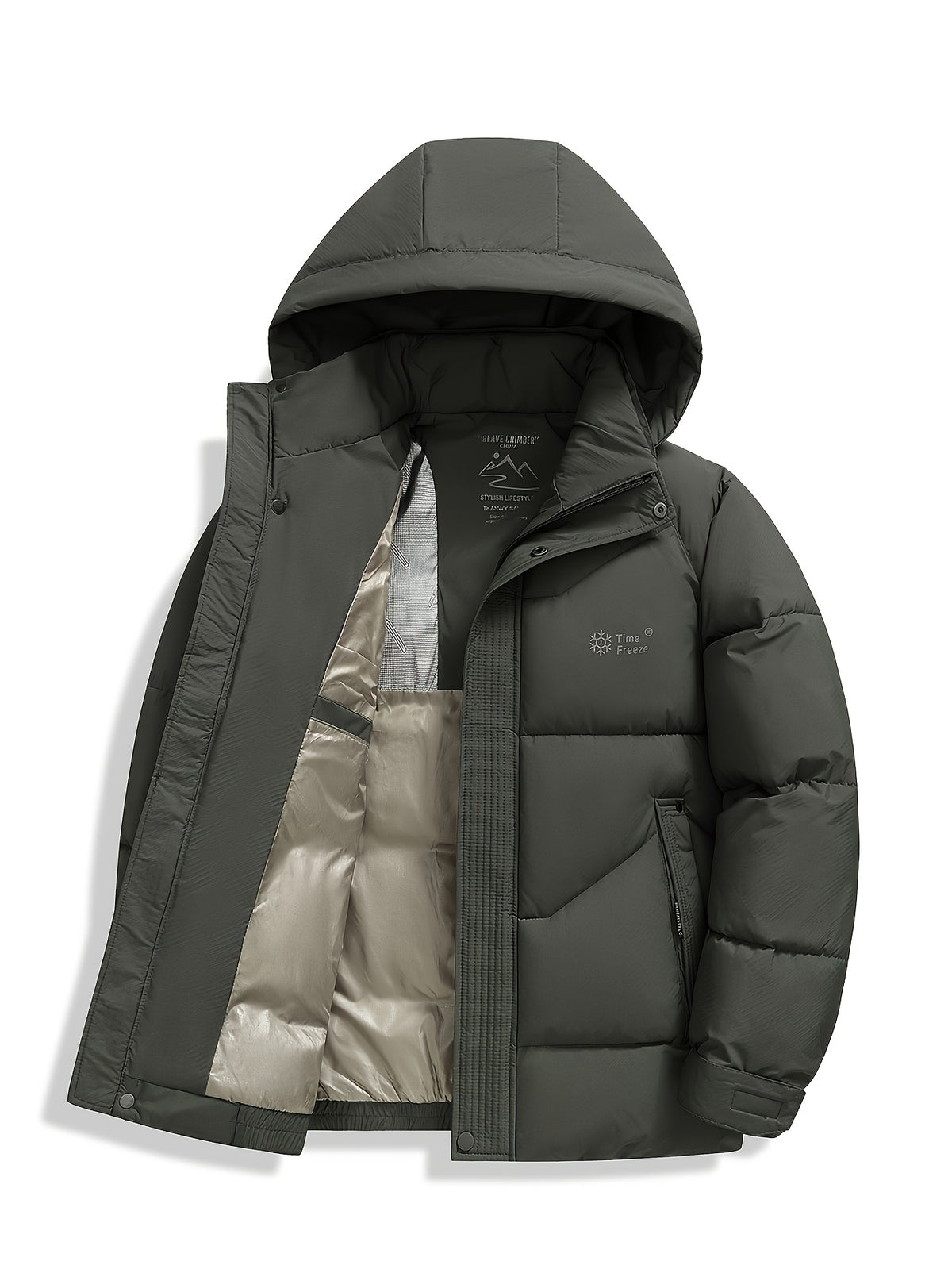 Veste matelassée pour homme, coupe-vent, à capuche, rouge brique