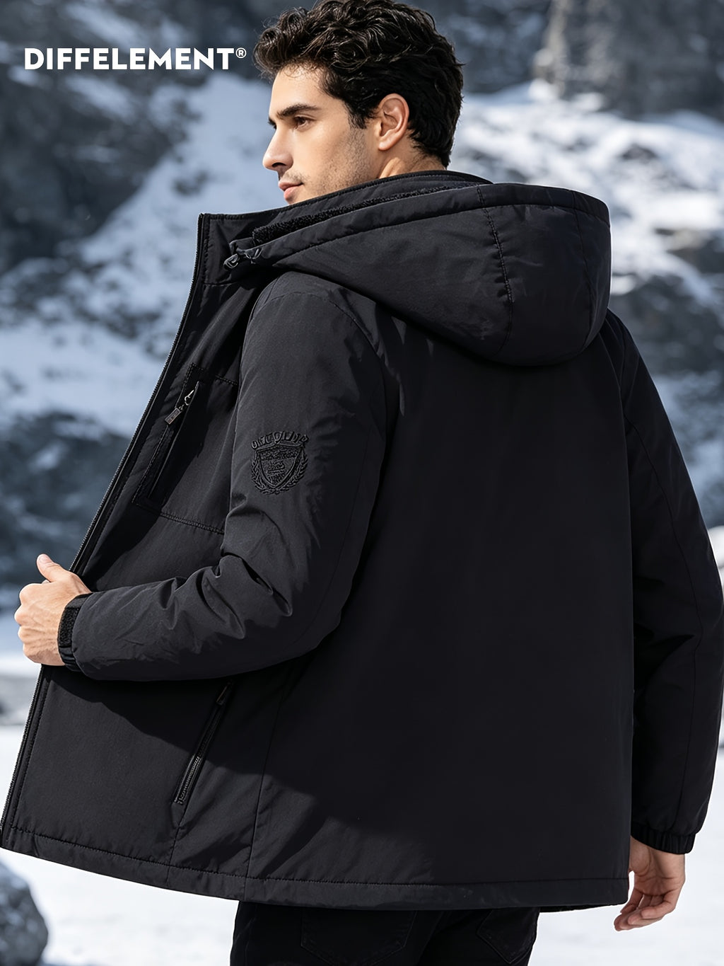 Veste pour homme, coupe-vent, à capuche, vert foncé