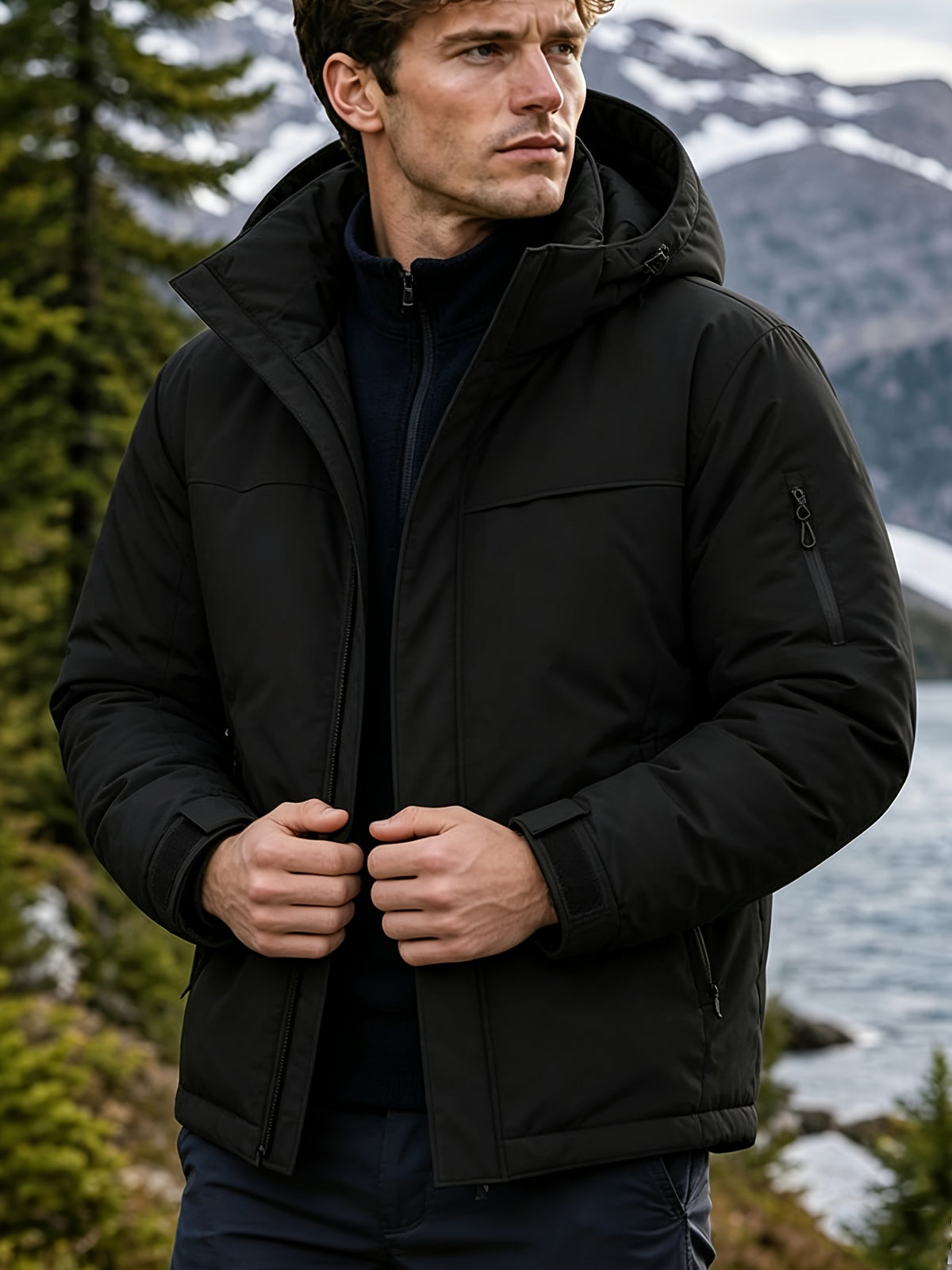 Veste pour homme, à capuche, gris de yinchuan