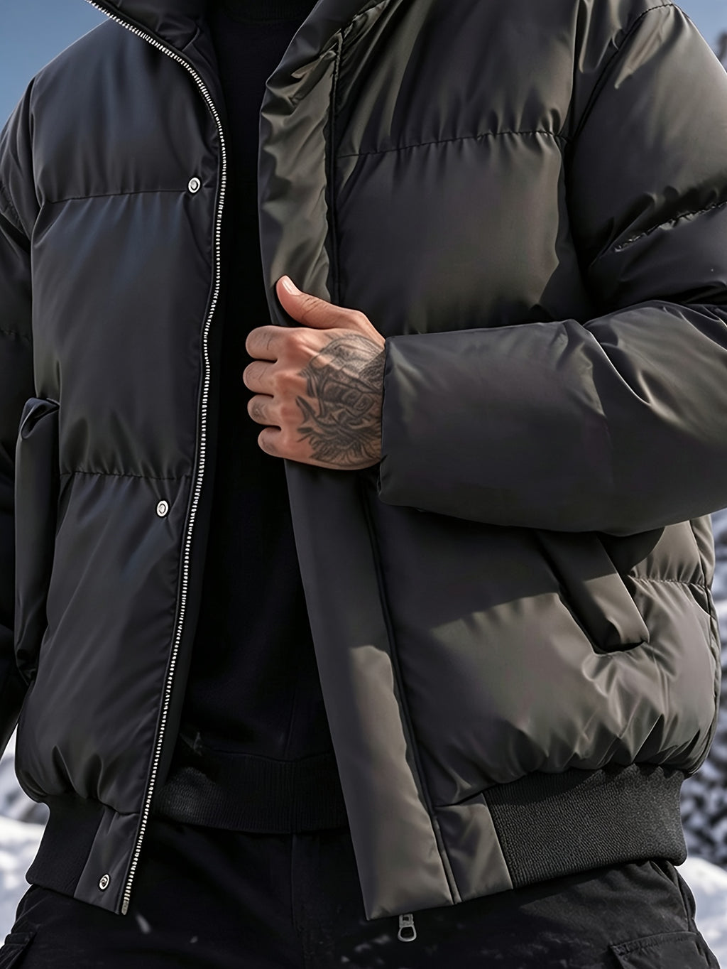 Manteau matelassé pour homme, coupe-vent, à revers, abricot