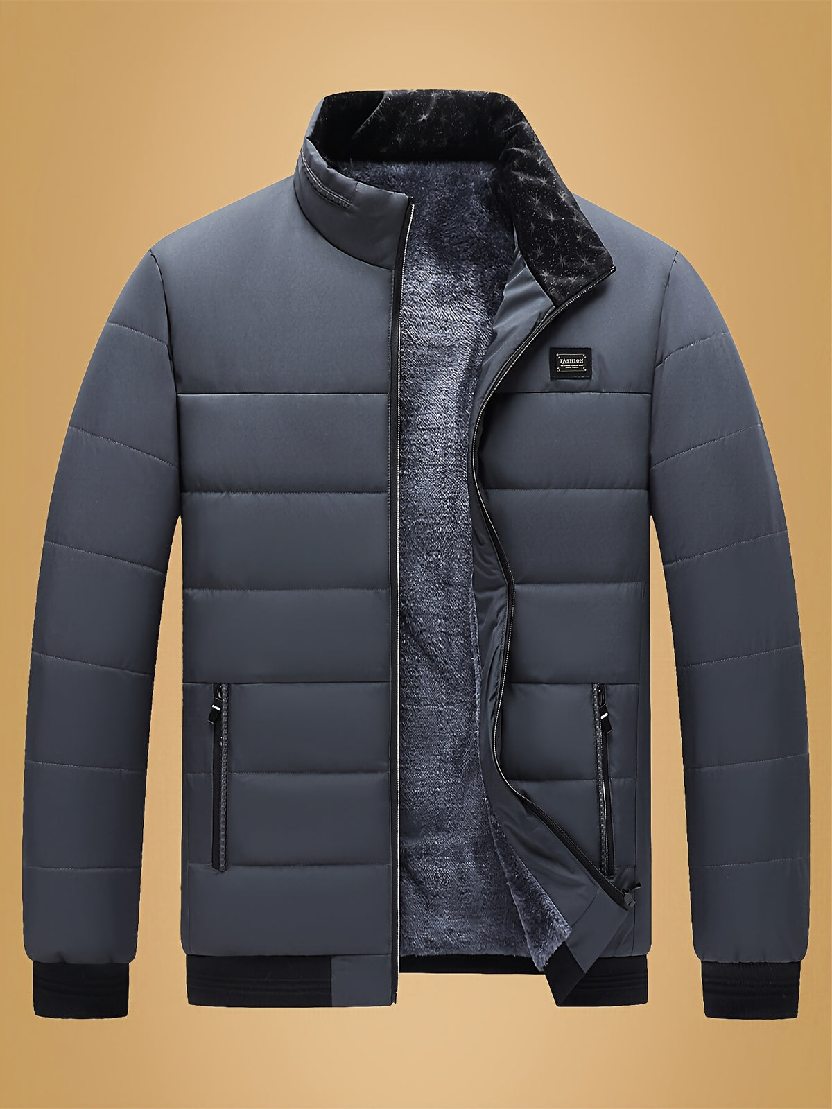 Veste matelassée pour homme, à col montant, noir