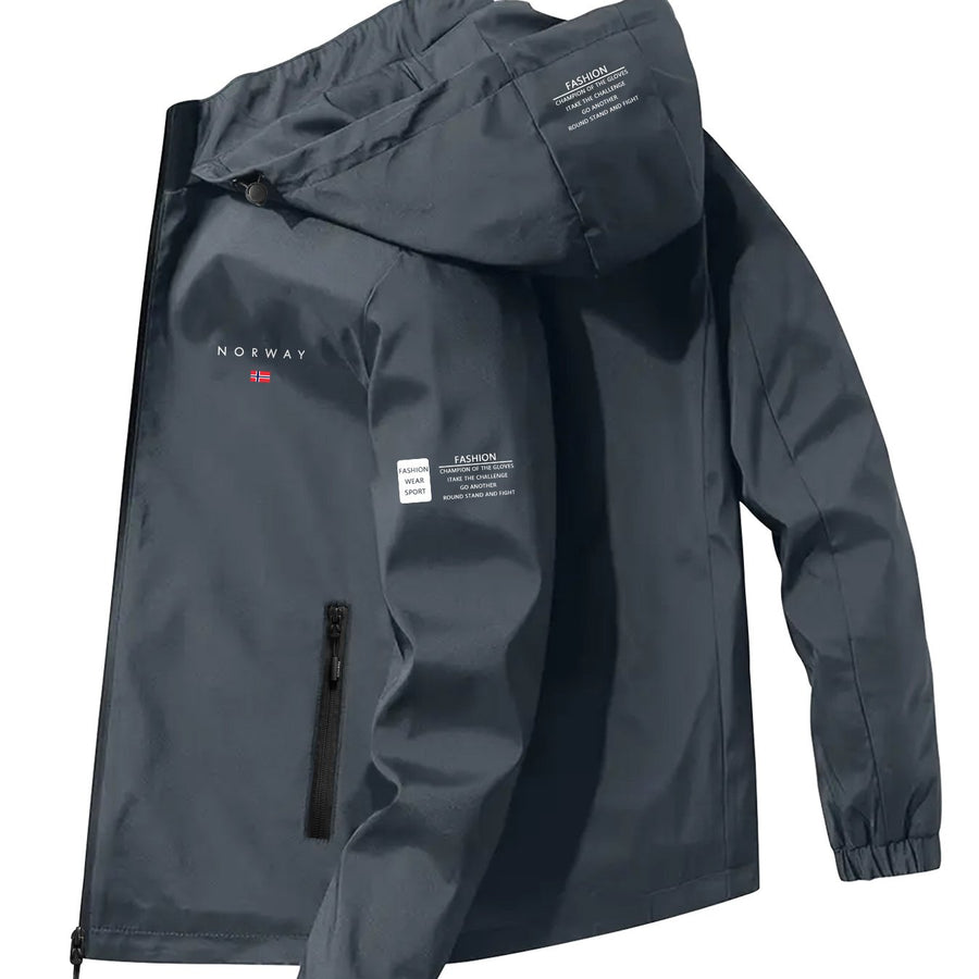 Veste pour homme, coupe-vent, à capuche, bleu étoile court, vue 4
